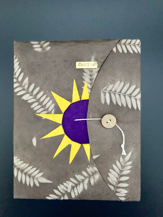 Natural Leaf Print Rising Sun with Coconut Button Thread Lock