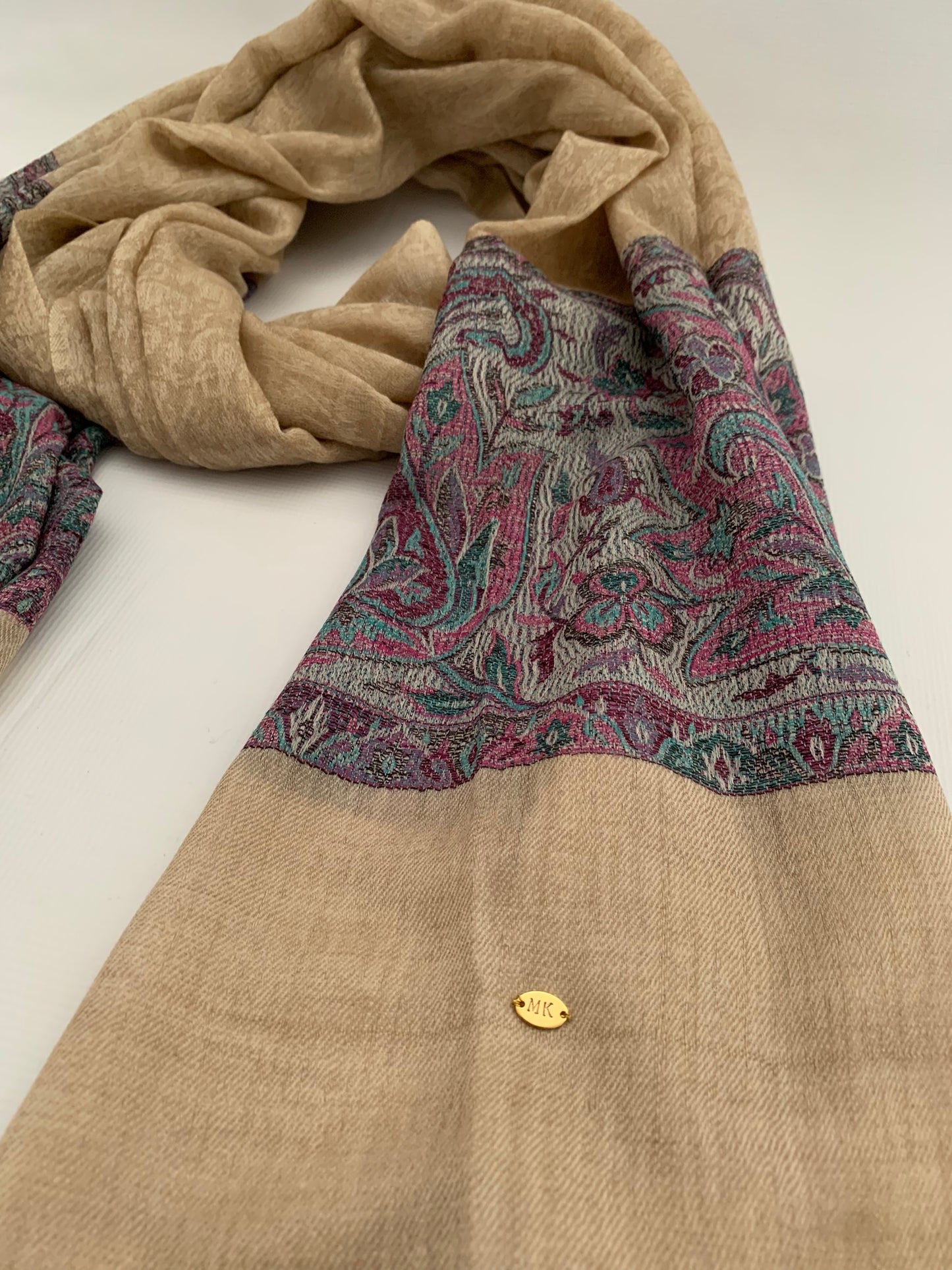 Handmade Personalised Initials 100% Cashmere Patterned Scarf - Konmay London