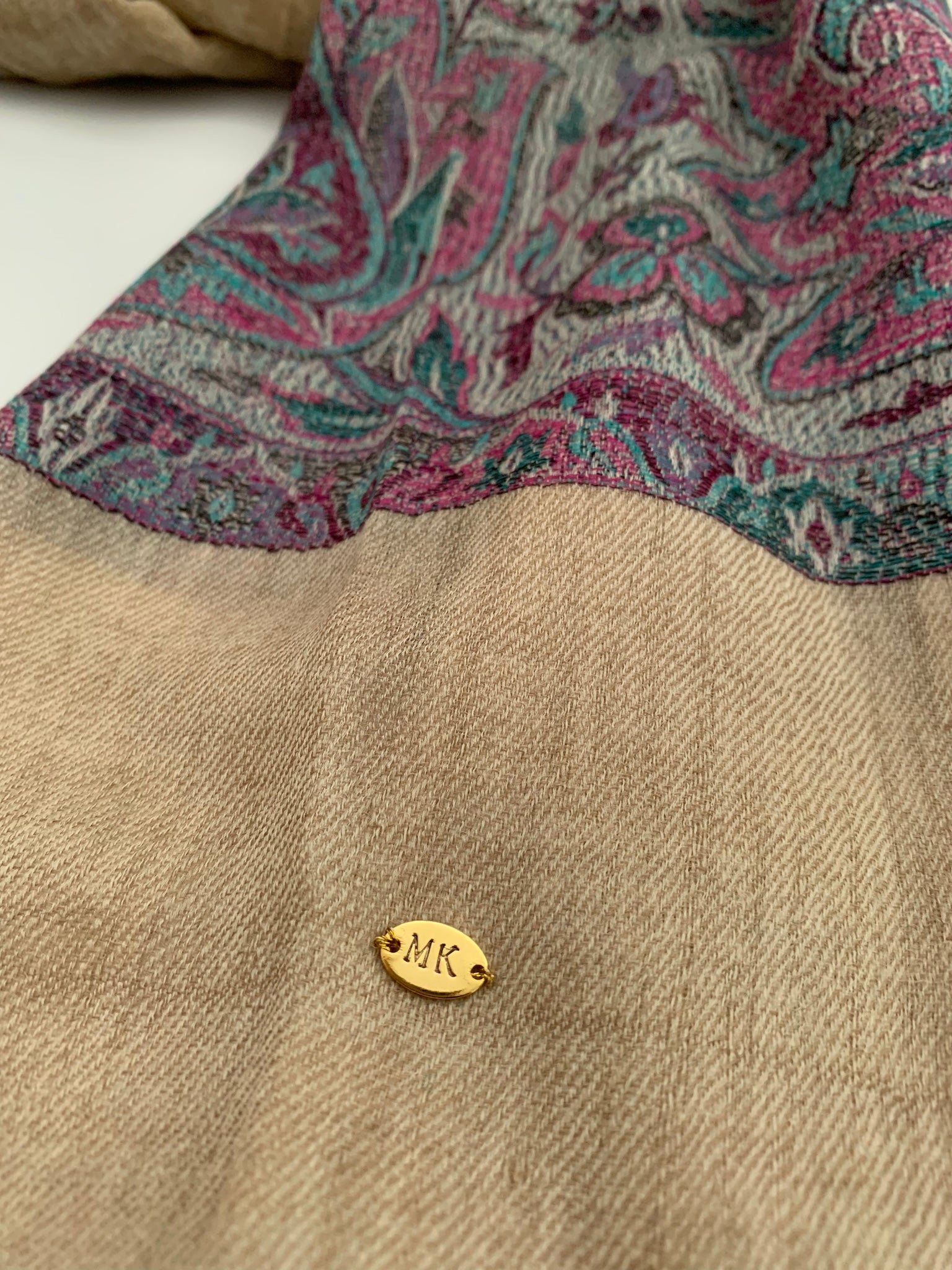 Handmade Personalised Initials 100% Cashmere Patterned Scarf - Konmay London