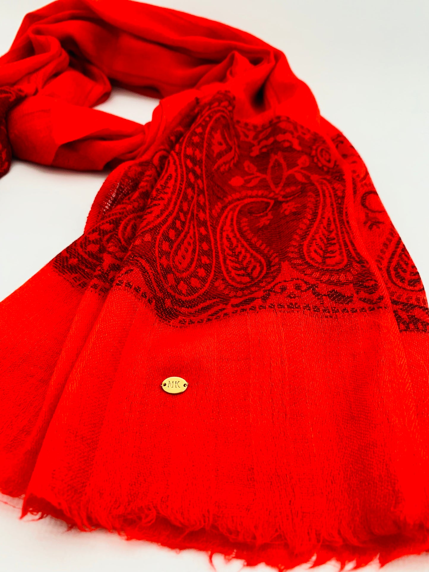 Handmade Personalised Initials 100% Cashmere Patterned Scarf - Konmay London