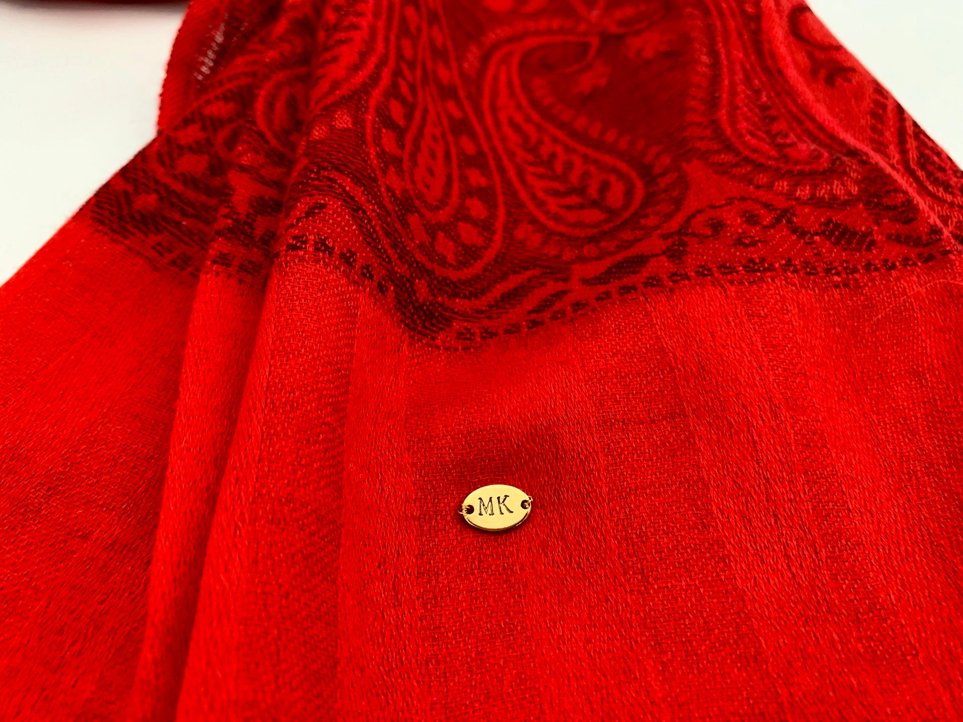 Handmade Personalised Initials 100% Cashmere Patterned Scarf - Konmay London