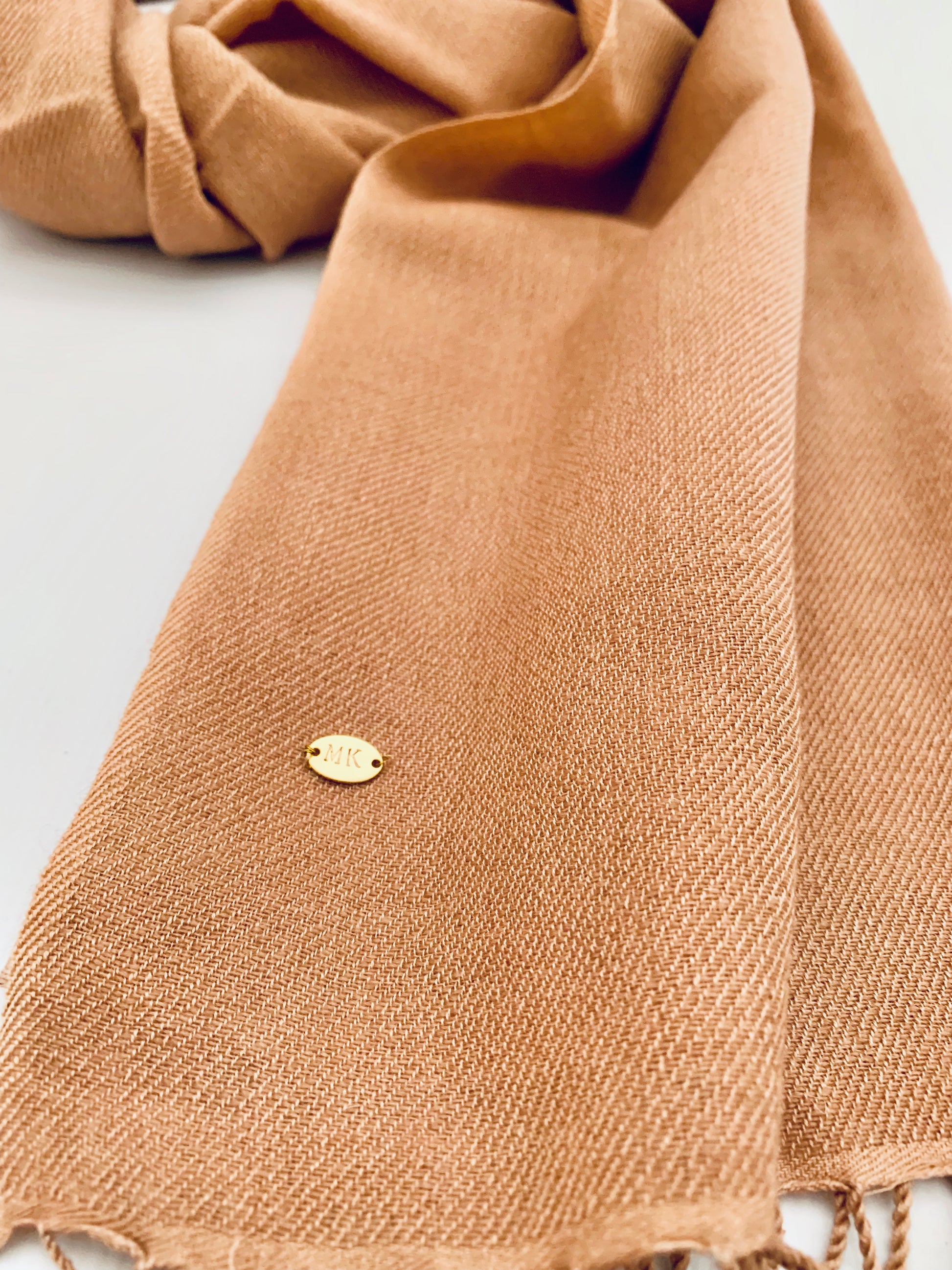 Handmade Personalised Initials 70/30 % Cashmere & Silk Pashmina Scarf - Konmay London