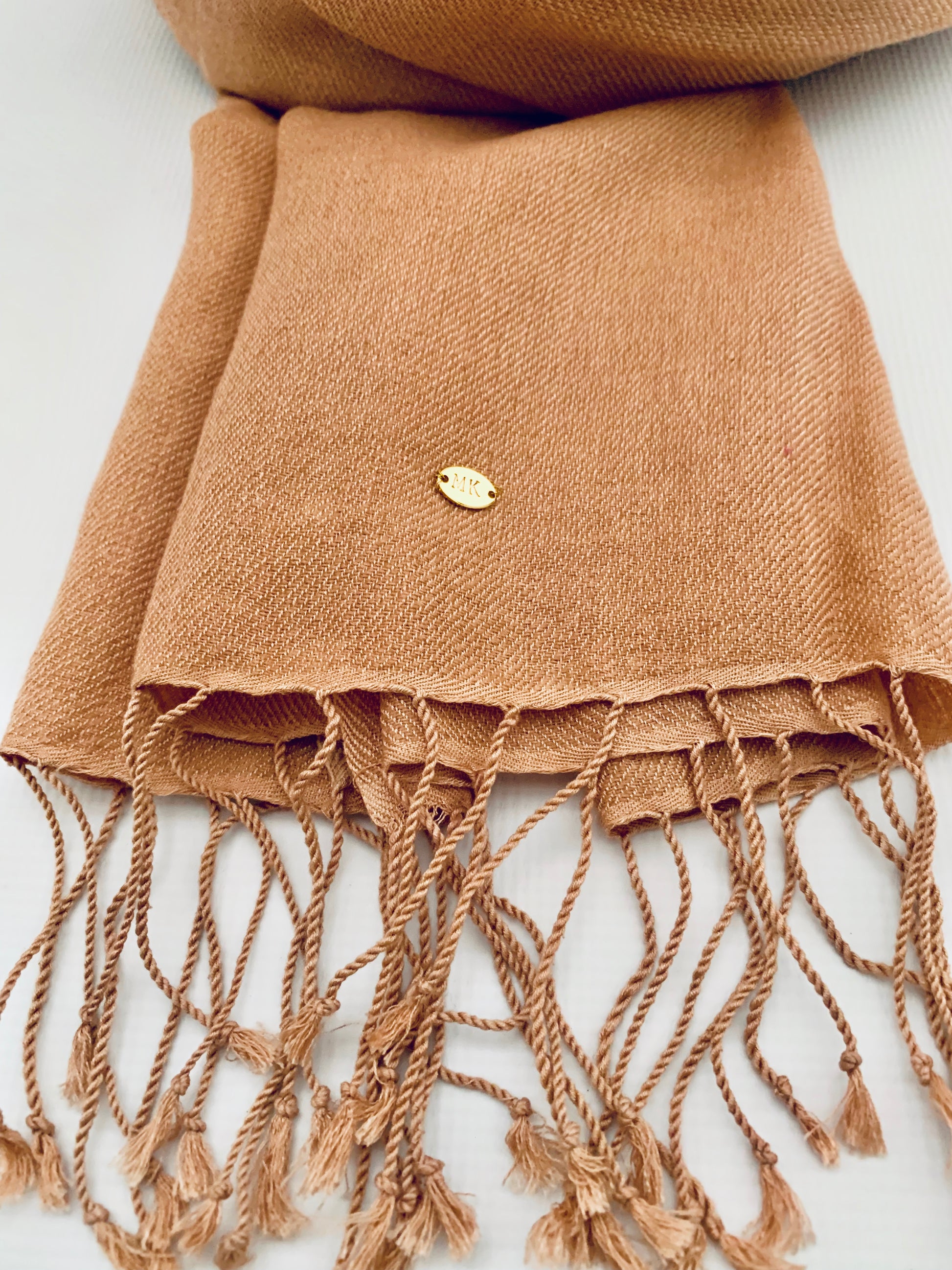 Handmade Personalised Initials 70/30 % Cashmere & Silk Pashmina Scarf - Konmay London
