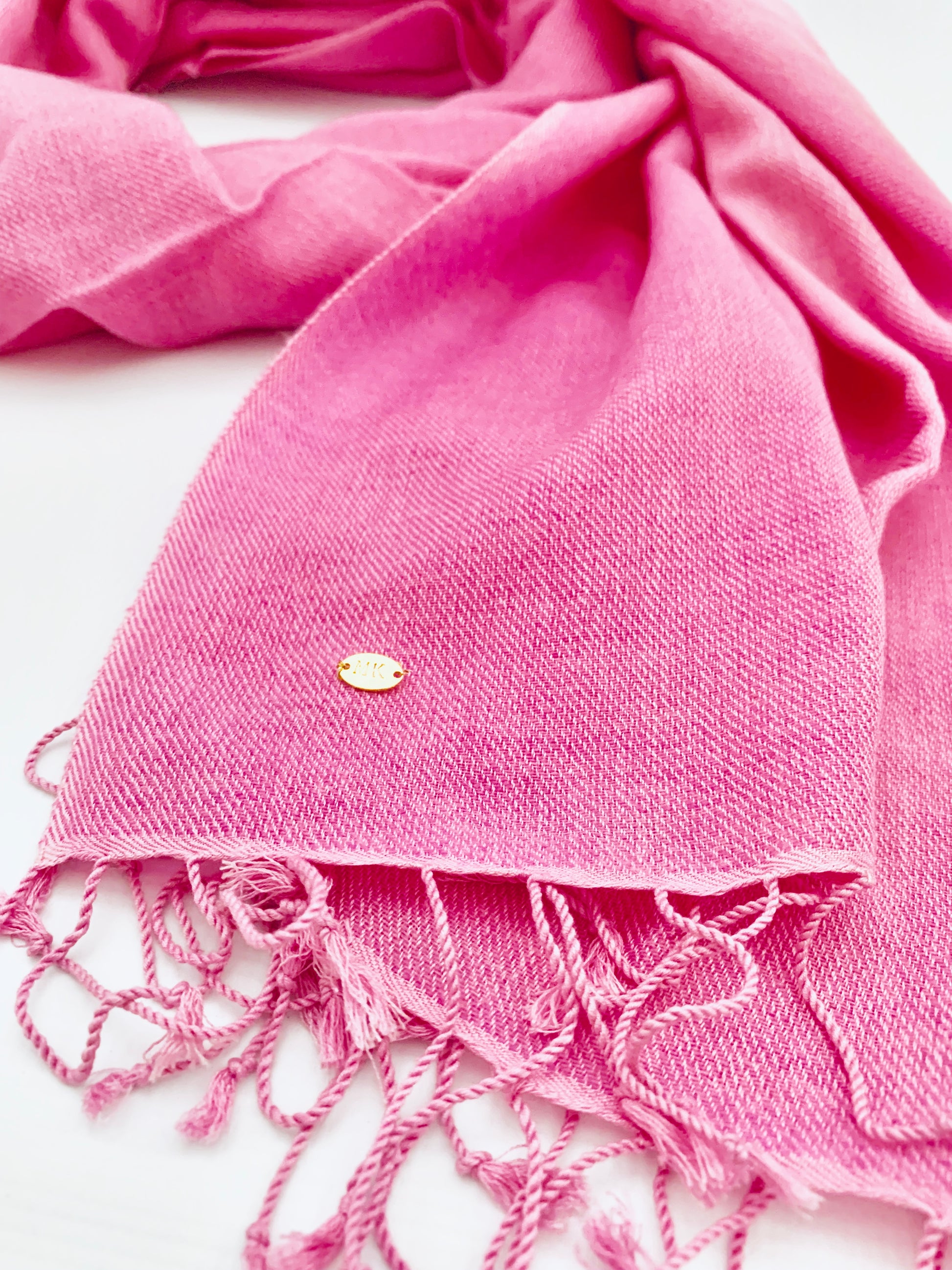 Handmade Personalised Initials 70/30 % Cashmere & Silk Pashmina Scarf - Konmay London