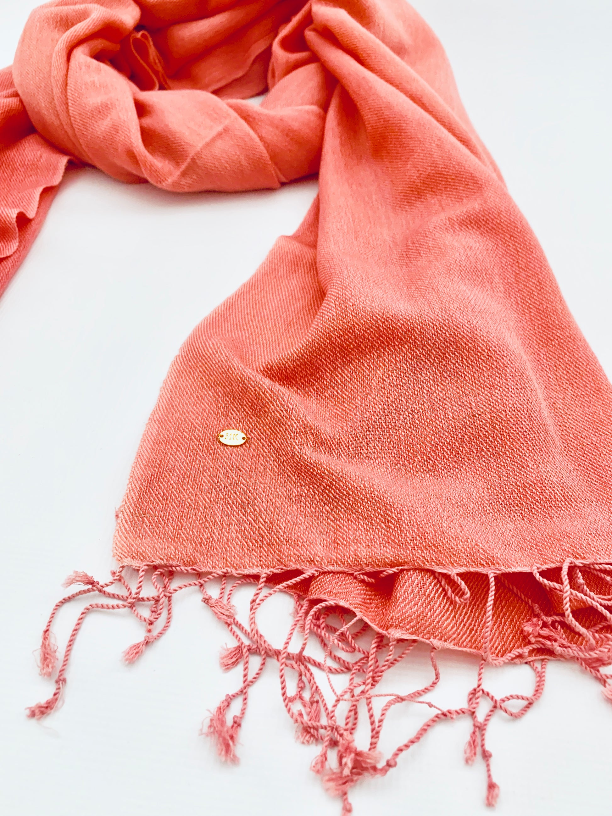 Handmade Personalised Initials 70/30 % Cashmere & Silk Pashmina Scarf - Konmay London