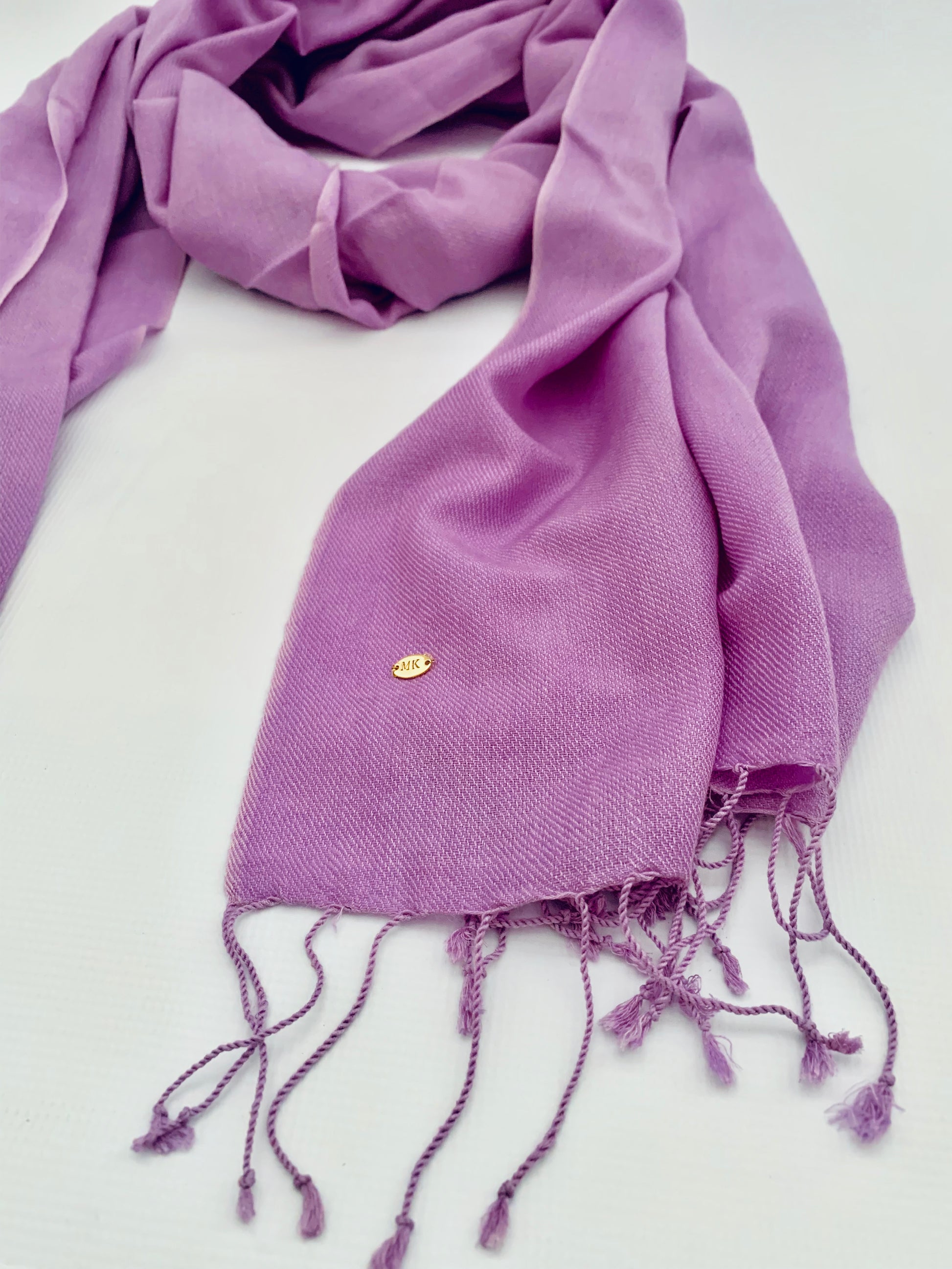 Handmade Personalised Initials 70/30 % Cashmere & Silk Pashmina Scarf - Konmay London