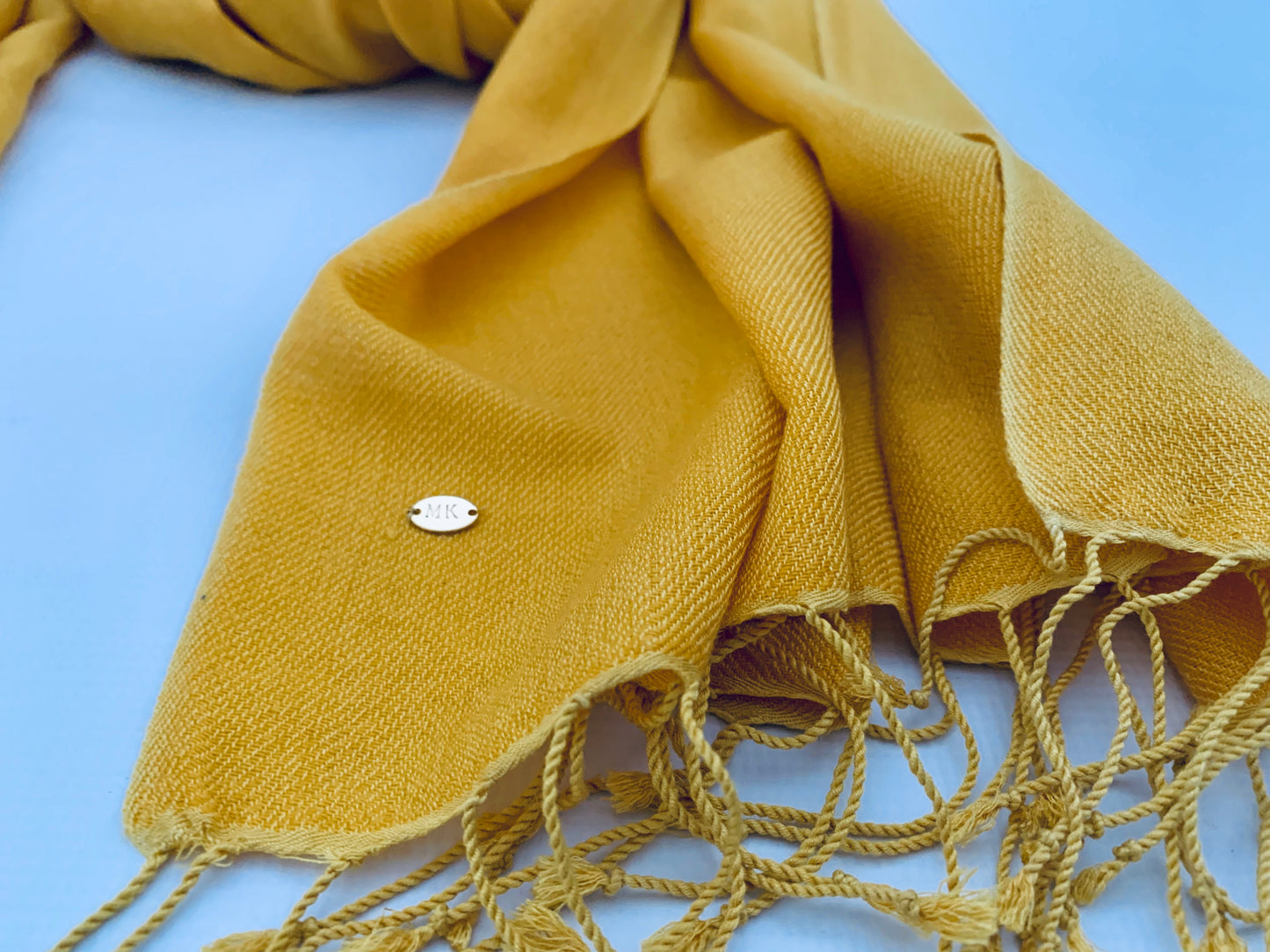 Handmade Personalised Initials 70/30 % Cashmere & Silk Pashmina Scarf - Konmay London
