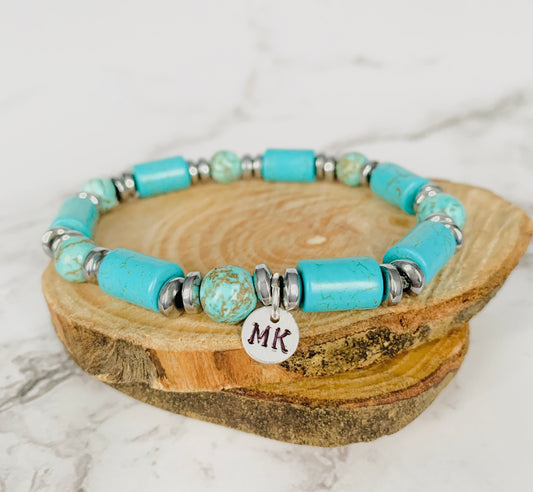 Personalised Turquoise Hematite Bracelet