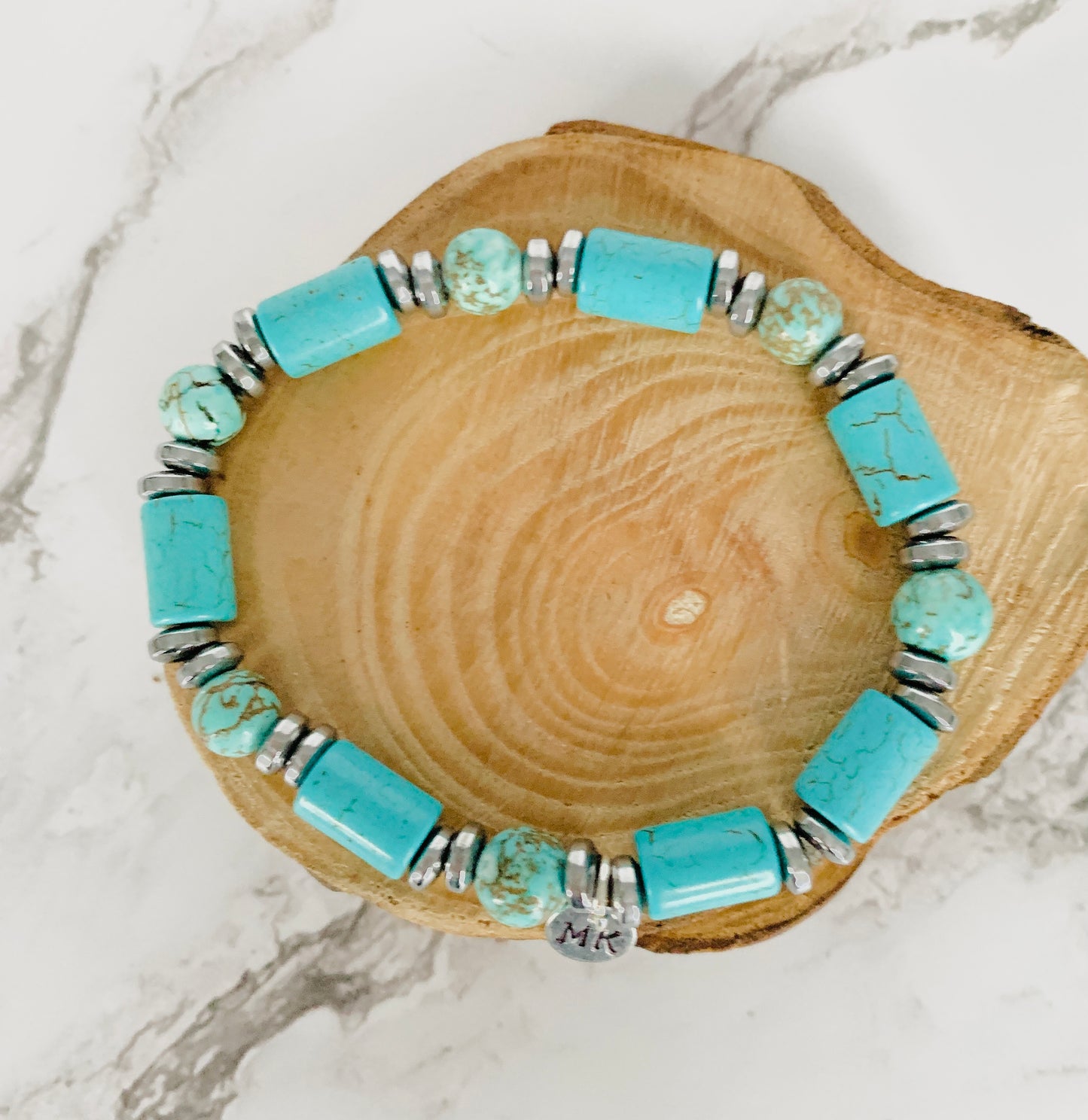 Personalised Turquoise Hematite Bracelet