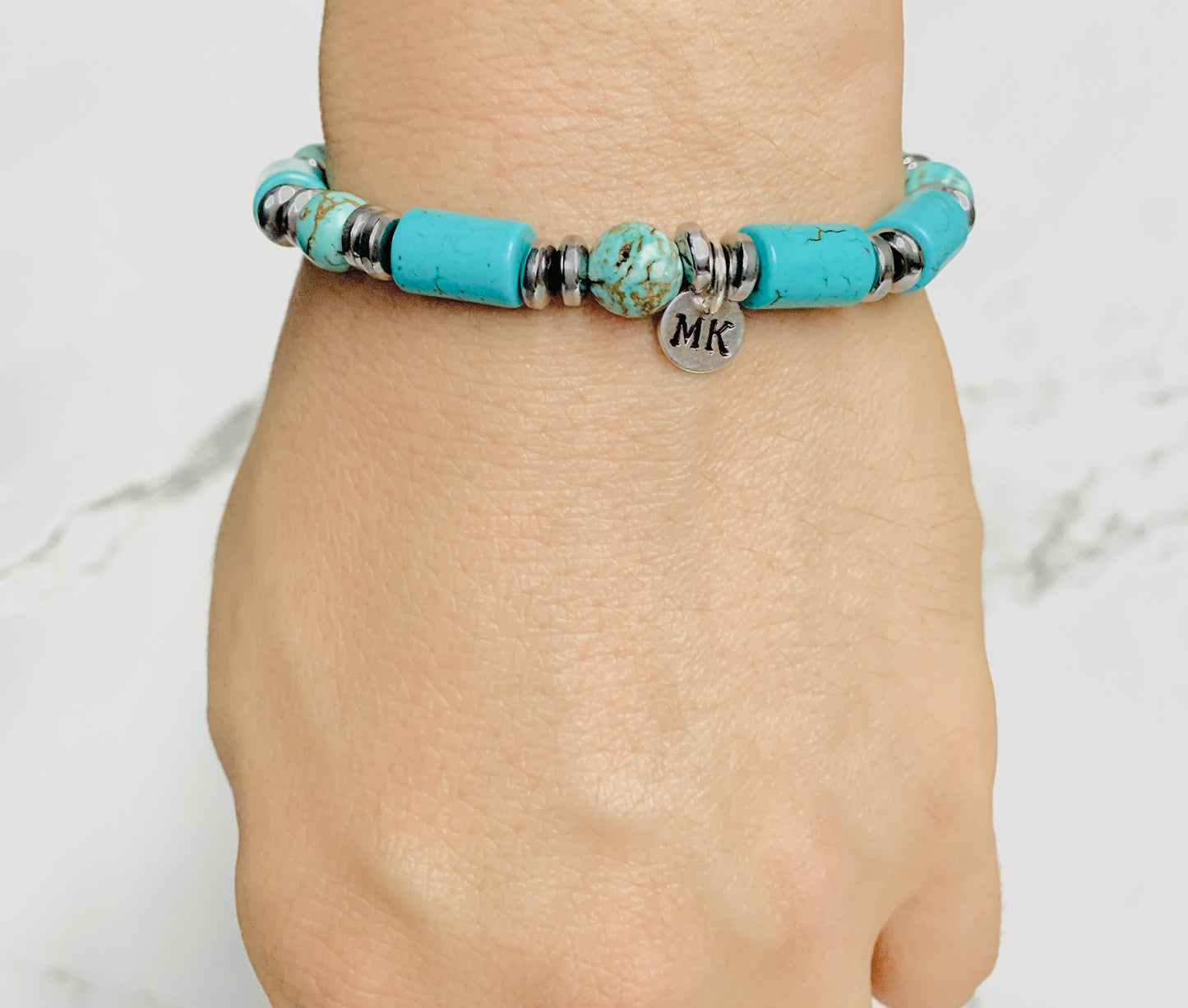 Personalised Turquoise Hematite Bracelet