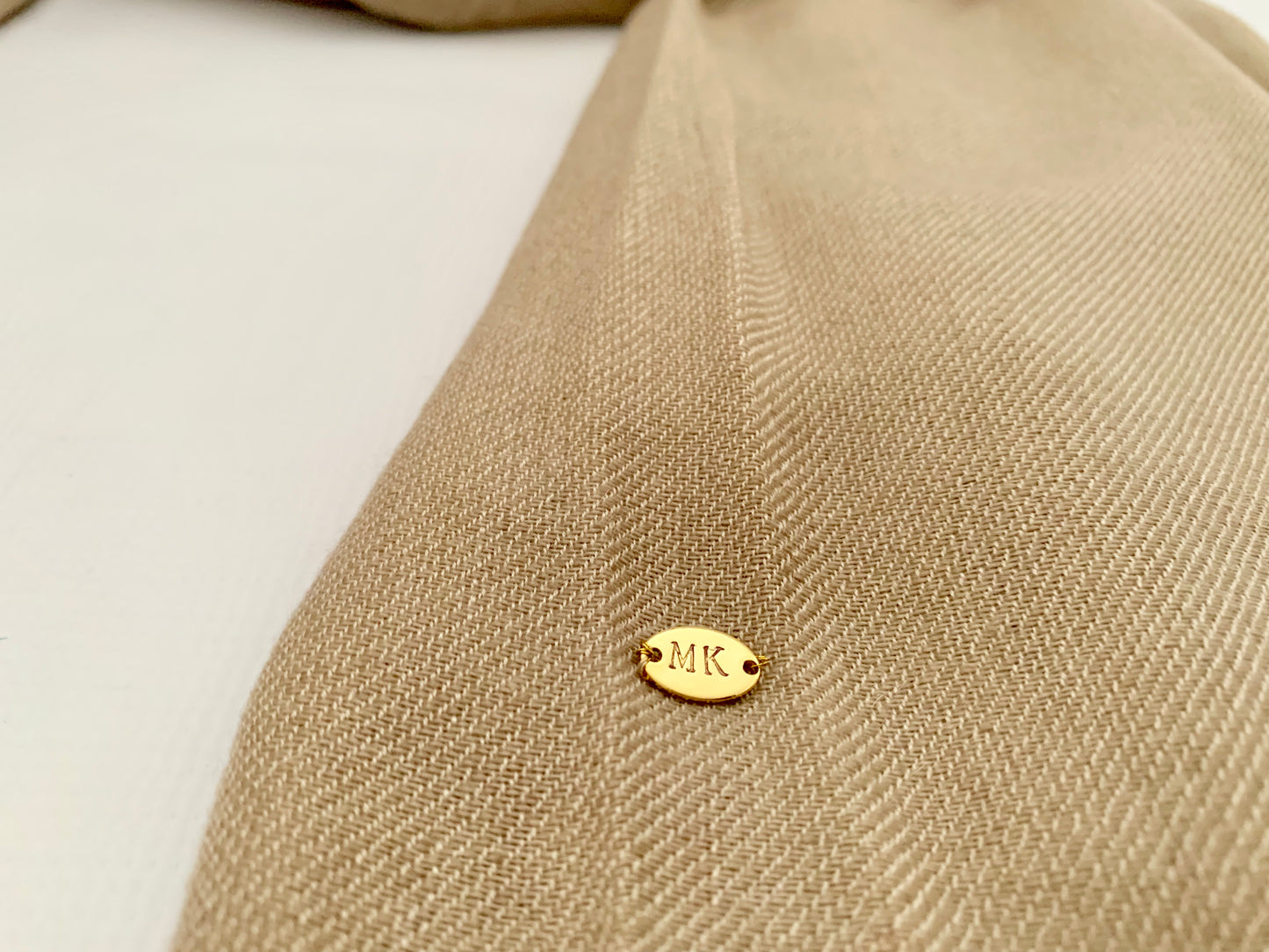 Handmade Personalised Initials 70/30 % Cashmere & Silk Pashmina Scarf - Konmay London