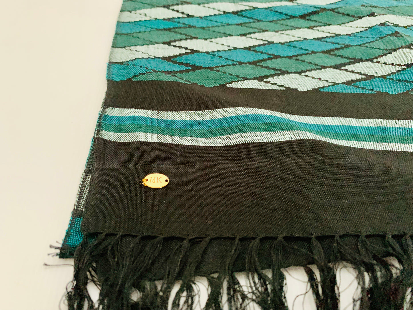 Handmade Personalised Initials Welf-Inlay Designed Cotton Scarf - Konmay London