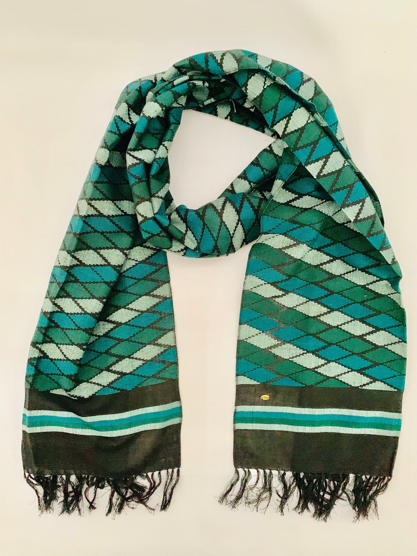 Handmade Personalised Initials Welf-Inlay Designed Cotton Scarf - Konmay London