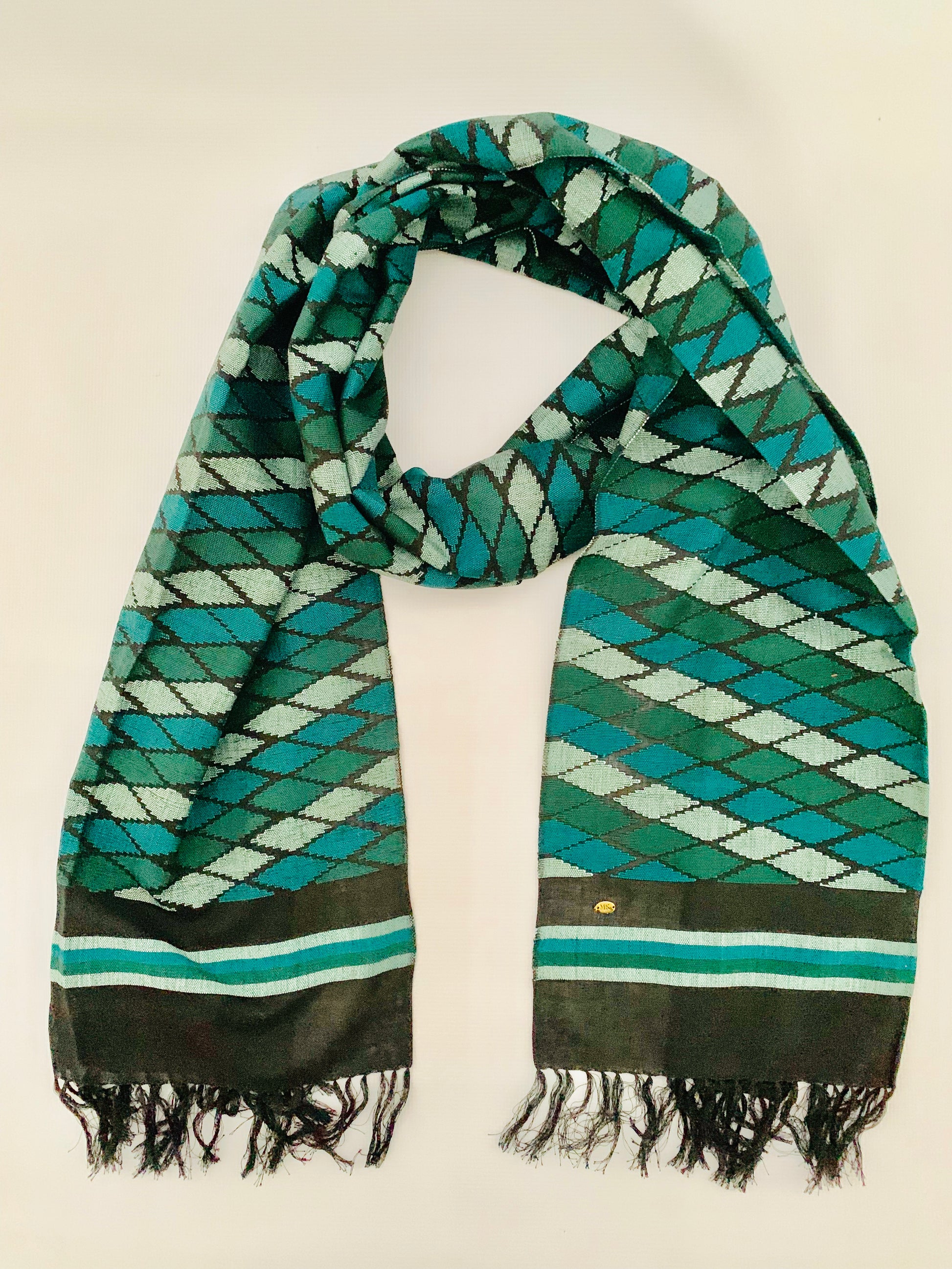 Handmade Personalised Initials Welf-Inlay Designed Cotton Scarf - Konmay London