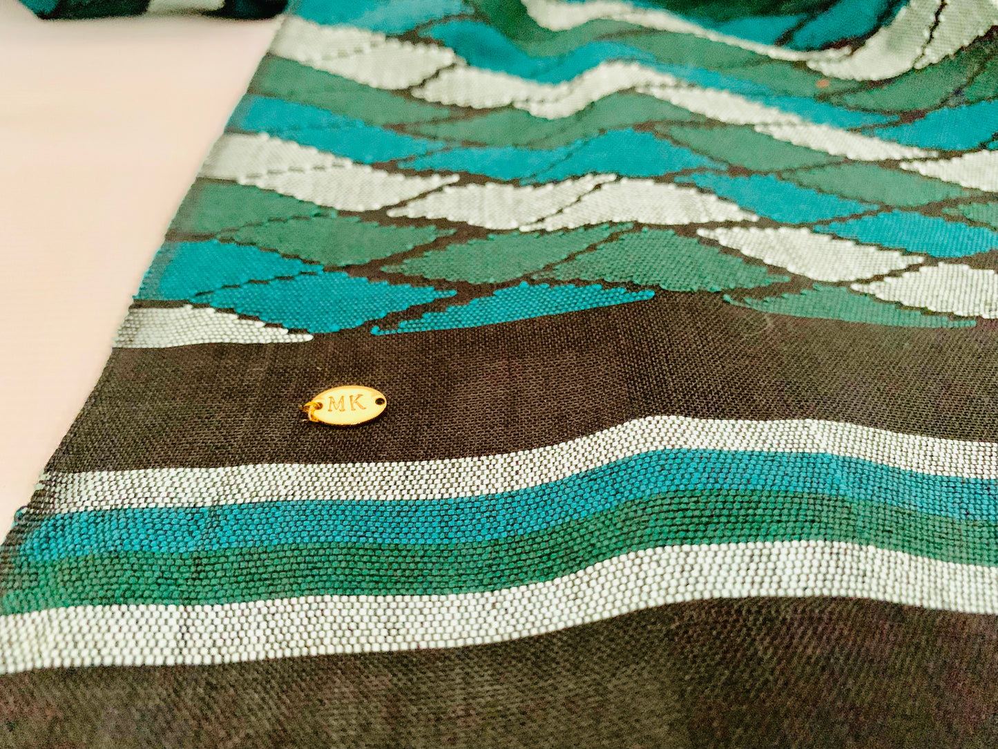 Handmade Personalised Initials Welf-Inlay Designed Cotton Scarf - Konmay London