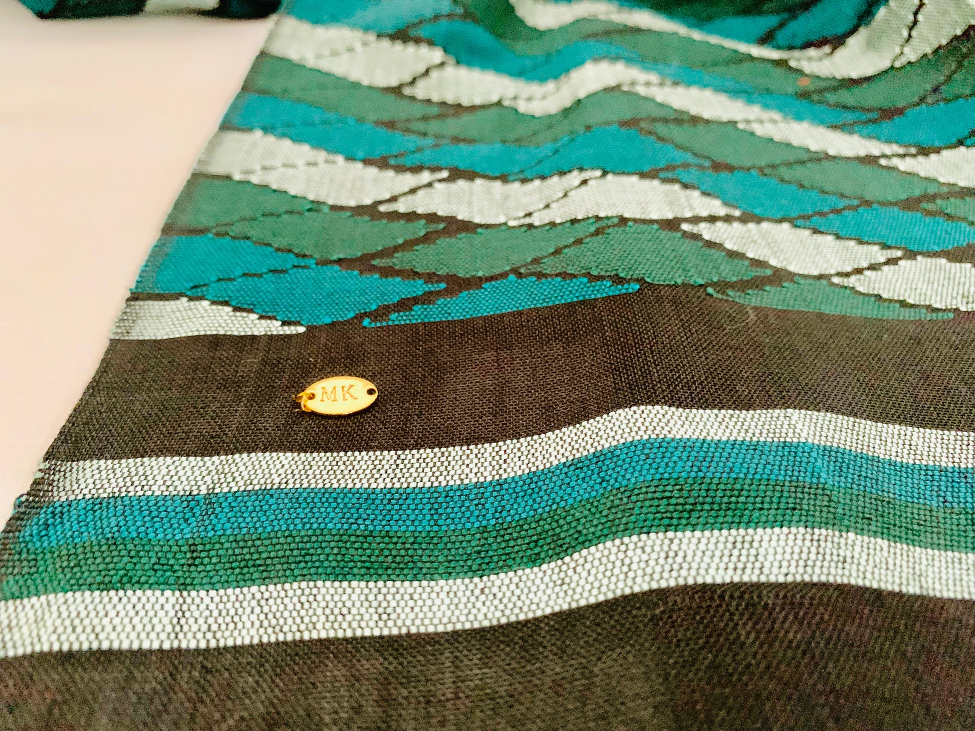 Handmade Personalised Initials Welf-Inlay Designed Cotton Scarf - Konmay London