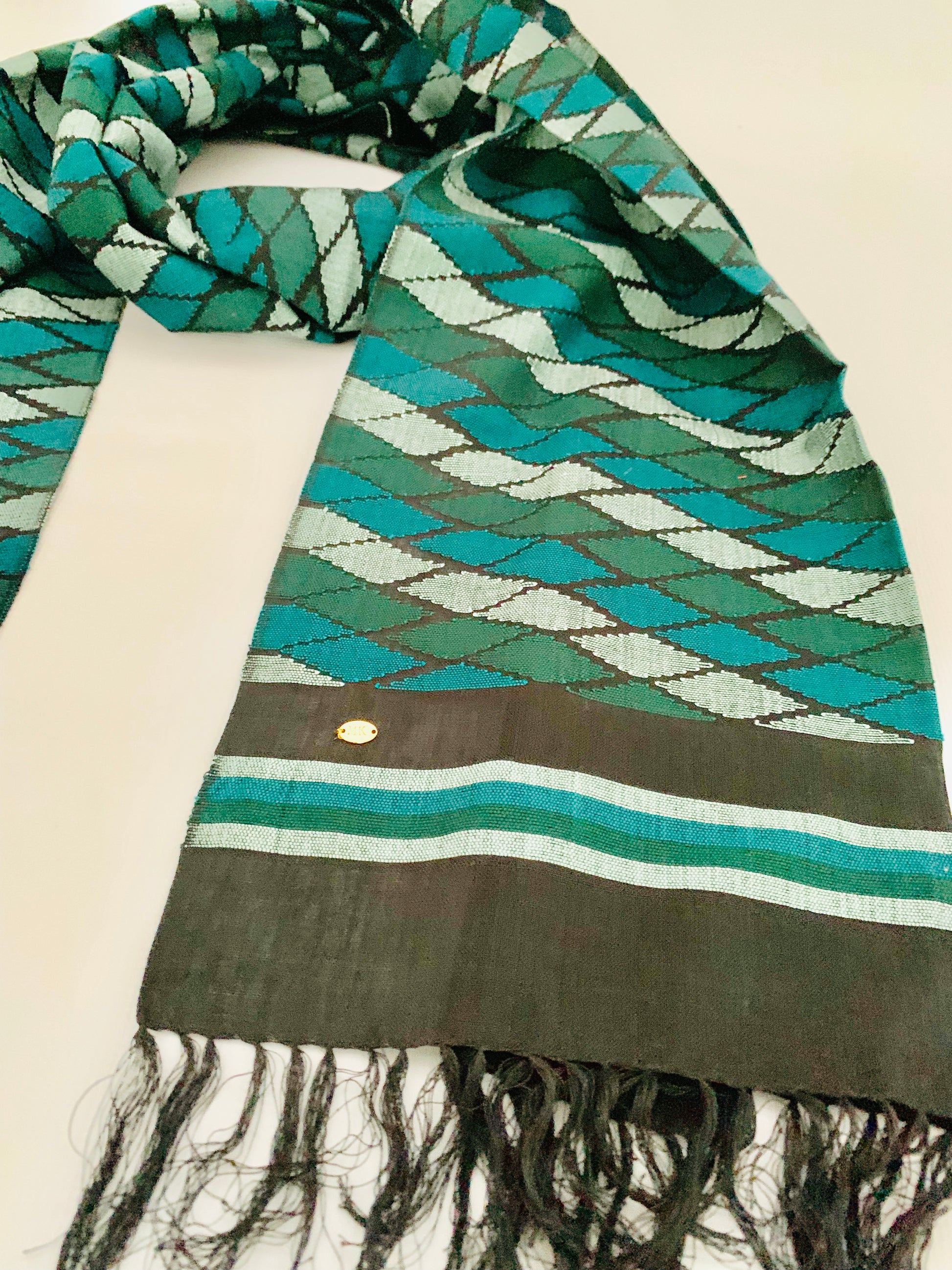 Handmade Personalised Initials Welf-Inlay Designed Cotton Scarf - Konmay London