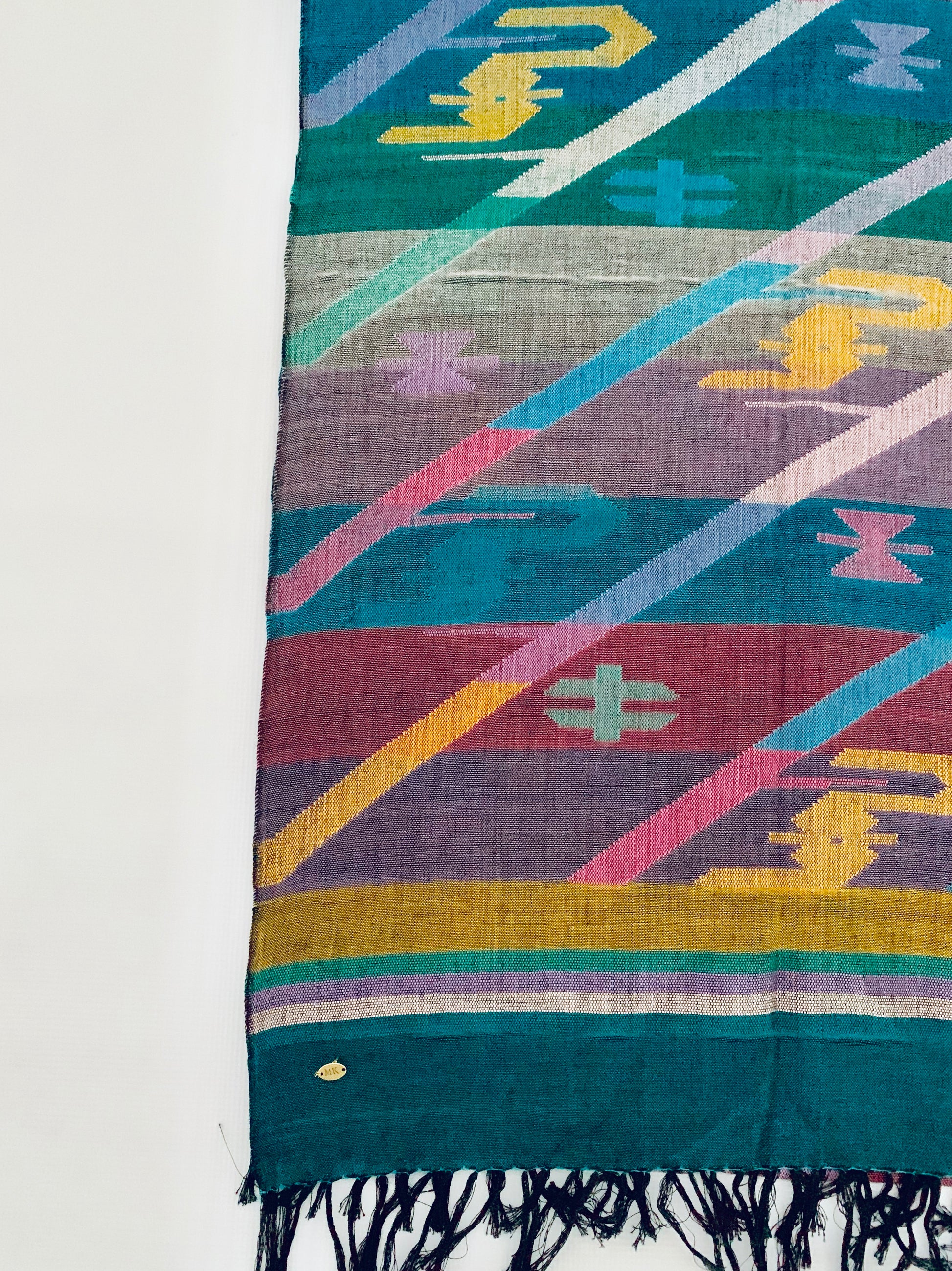 Handmade Personalised Initials Welf-Inlay Designed Cotton Scarf - Konmay London