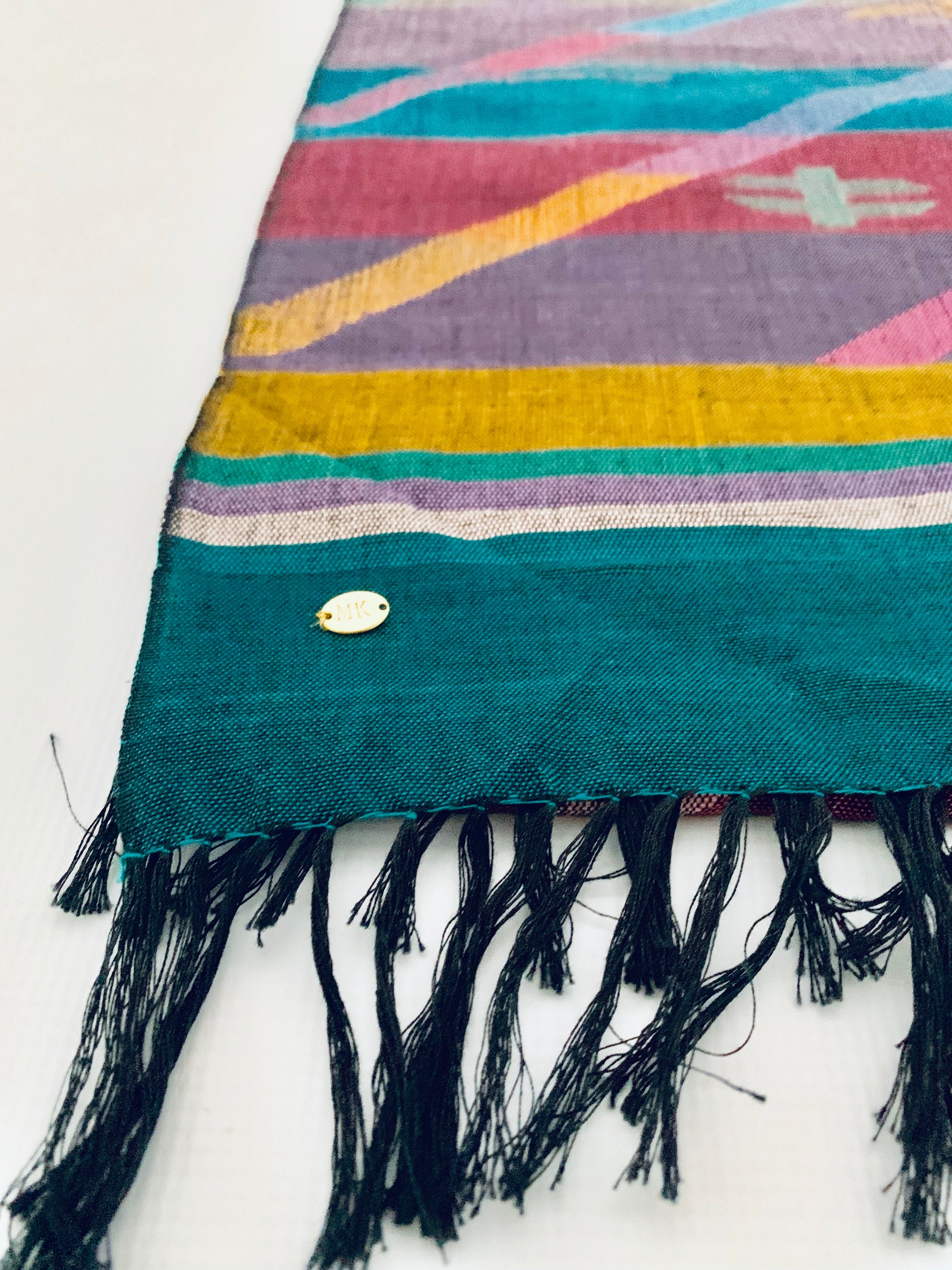 Handmade Personalised Initials Welf-Inlay Designed Cotton Scarf - Konmay London