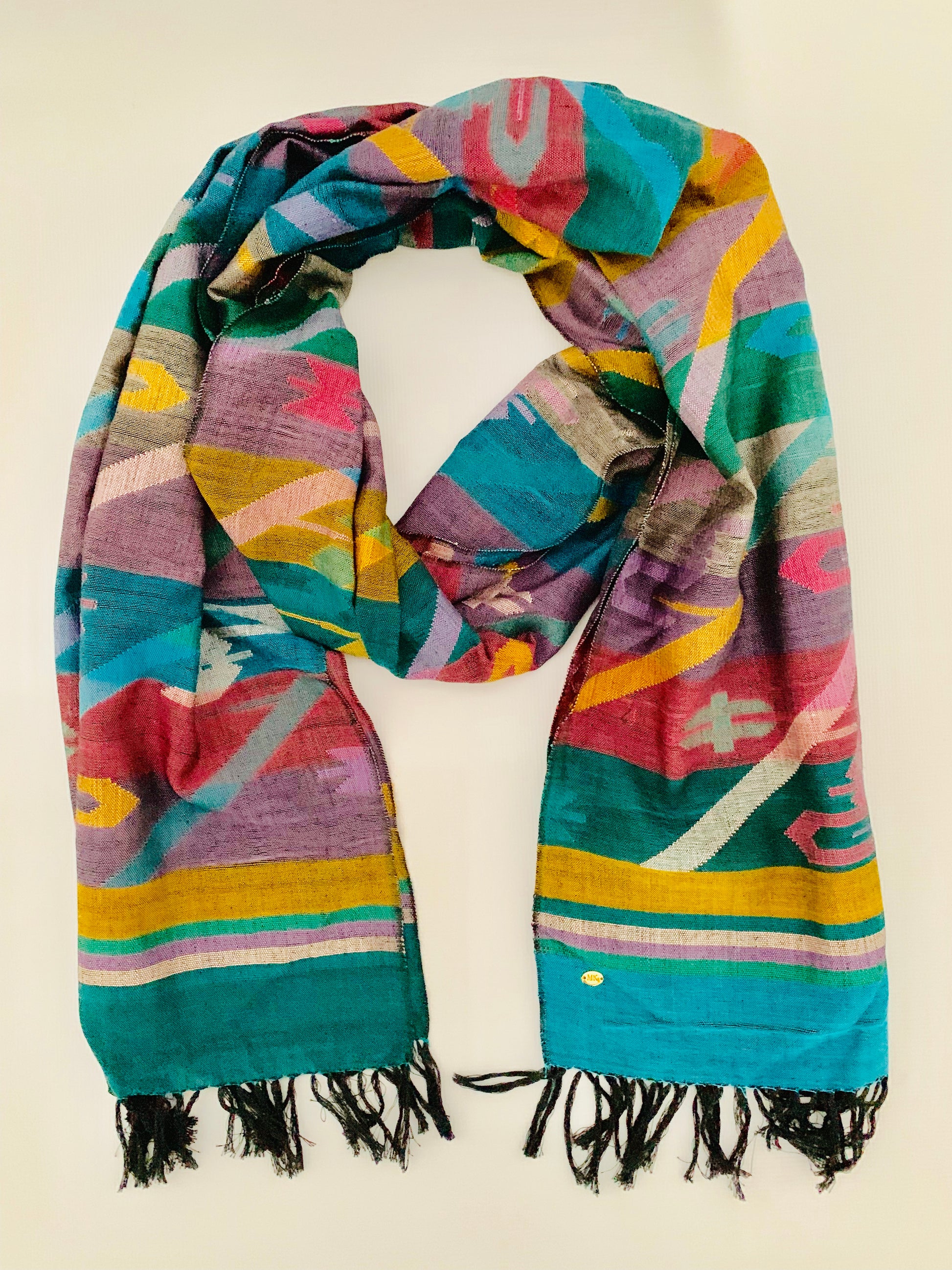 Handmade Personalised Initials Welf-Inlay Designed Cotton Scarf - Konmay London