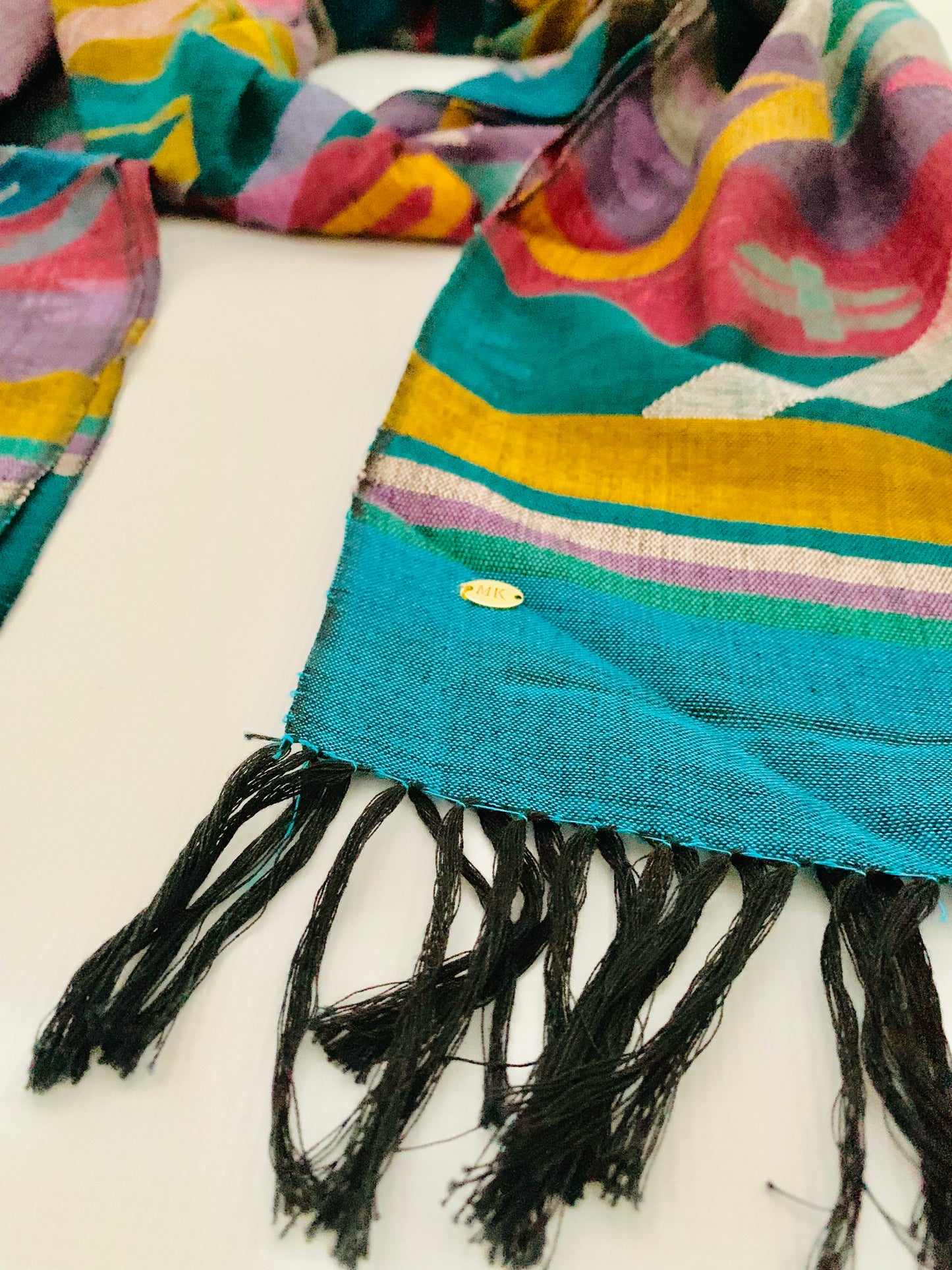 Handmade Personalised Initials Welf-Inlay Designed Cotton Scarf - Konmay London