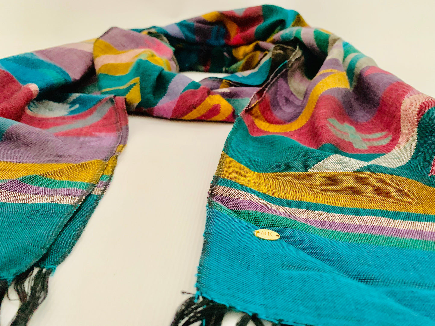 Handmade Personalised Initials Welf-Inlay Designed Cotton Scarf - Konmay London