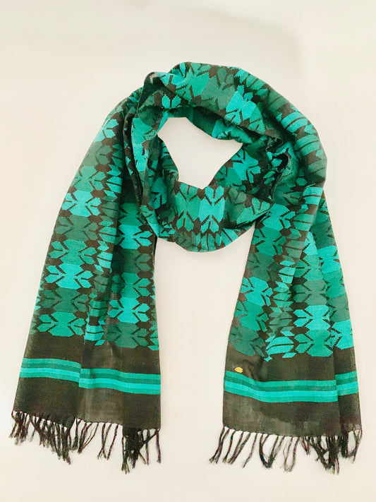 Handmade Personalised Initials Welf-Inlay Designed Cotton Scarf - Konmay London