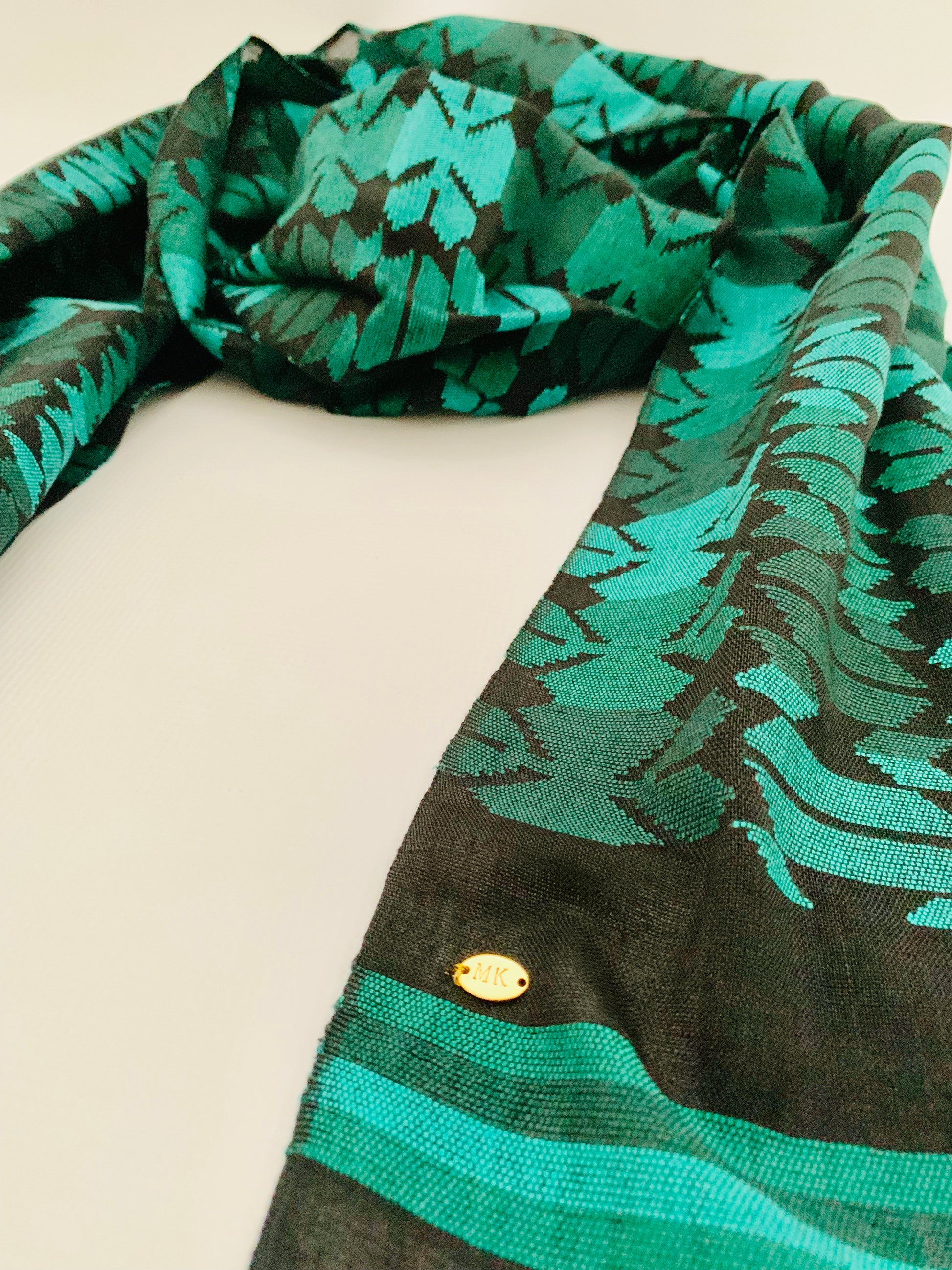 Handmade Personalised Initials Welf-Inlay Designed Cotton Scarf - Konmay London