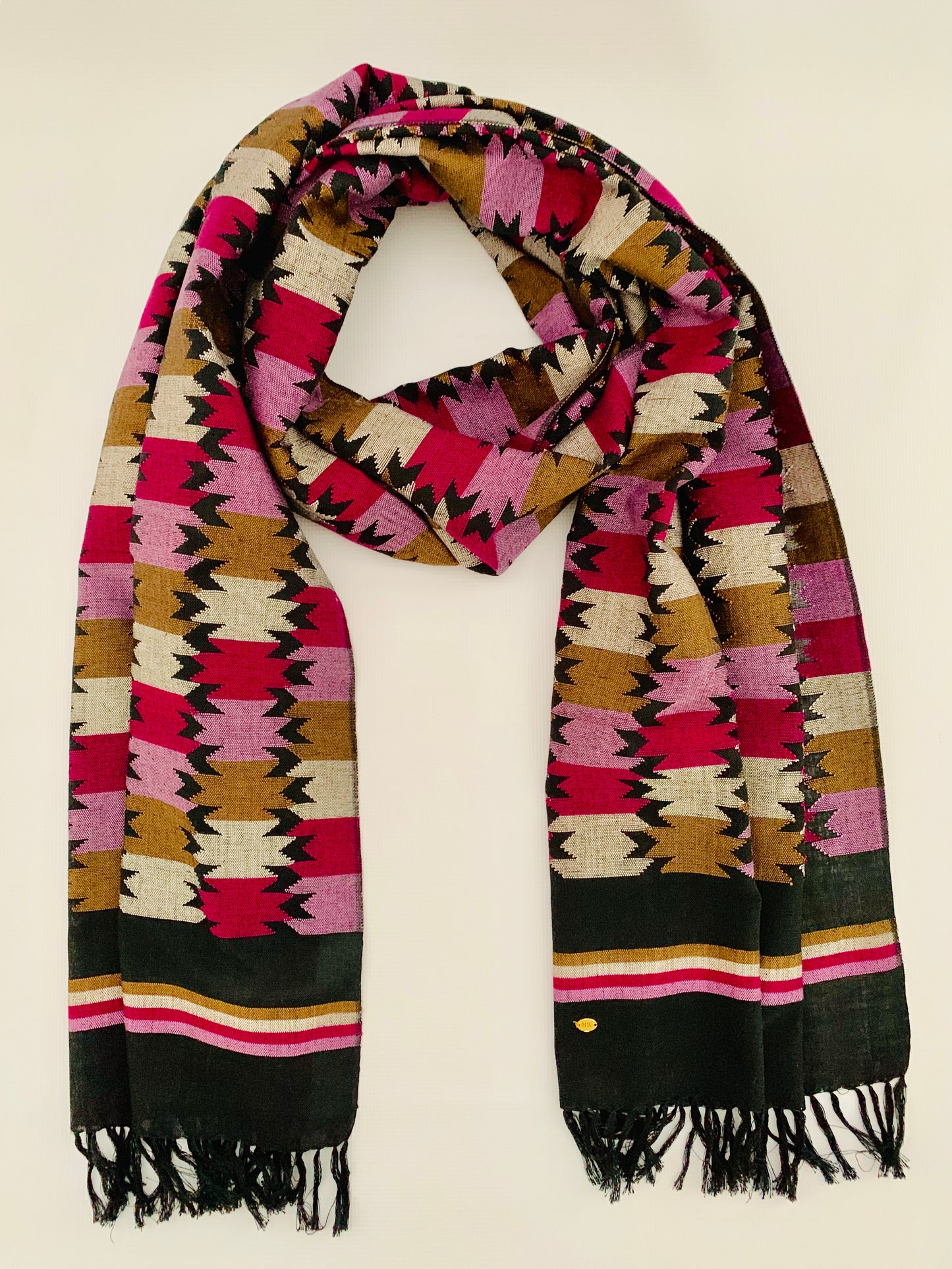 Handmade Personalised Initials Welf-Inlay Designed Cotton Scarf - Konmay London