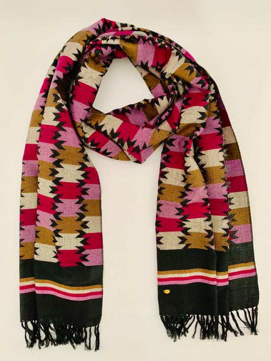 Handmade Personalised Initials Welf-Inlay Designed Cotton Scarf - Konmay London