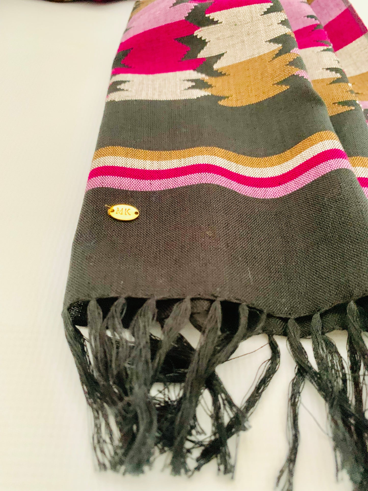 Handmade Personalised Initials Welf-Inlay Designed Cotton Scarf - Konmay London