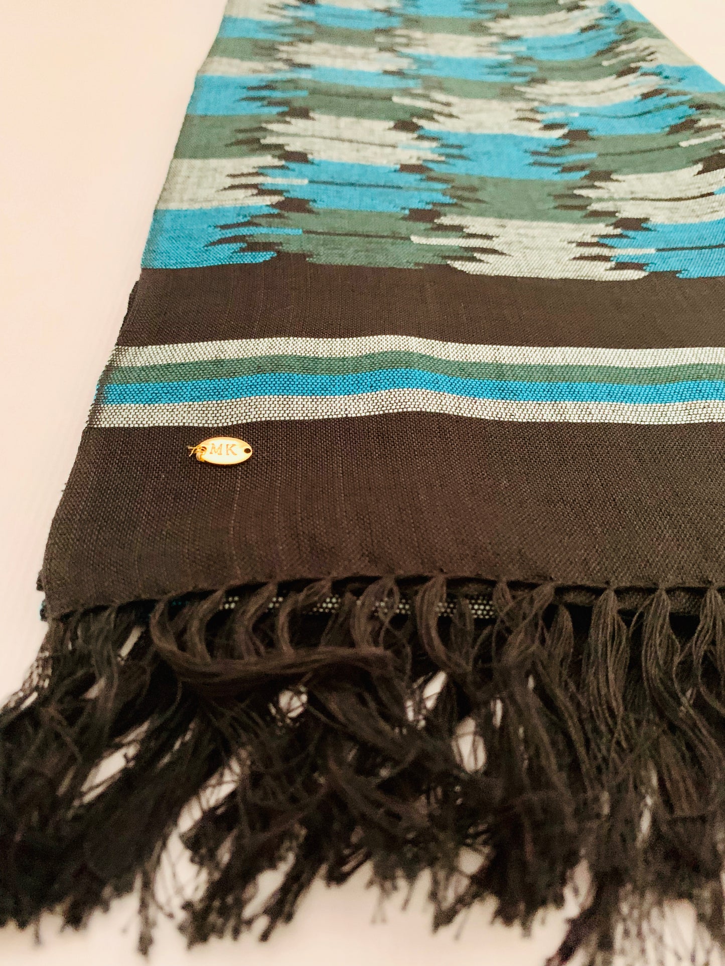 Handmade Personalised Initials Welf-Inlay Designed Cotton Scarf - Konmay London