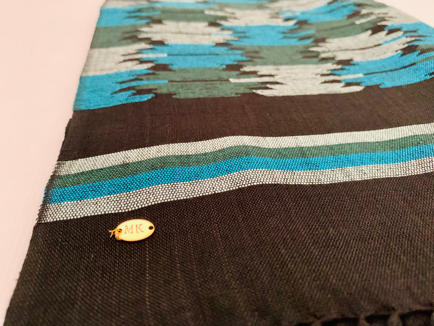 Handmade Personalised Initials Welf-Inlay Designed Cotton Scarf - Konmay London