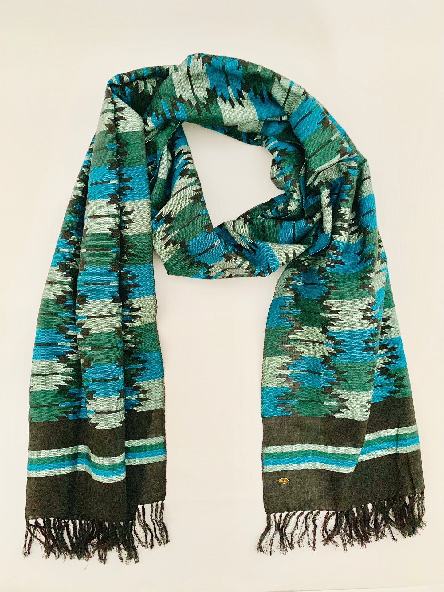 Handmade Personalised Initials Welf-Inlay Designed Cotton Scarf - Konmay London