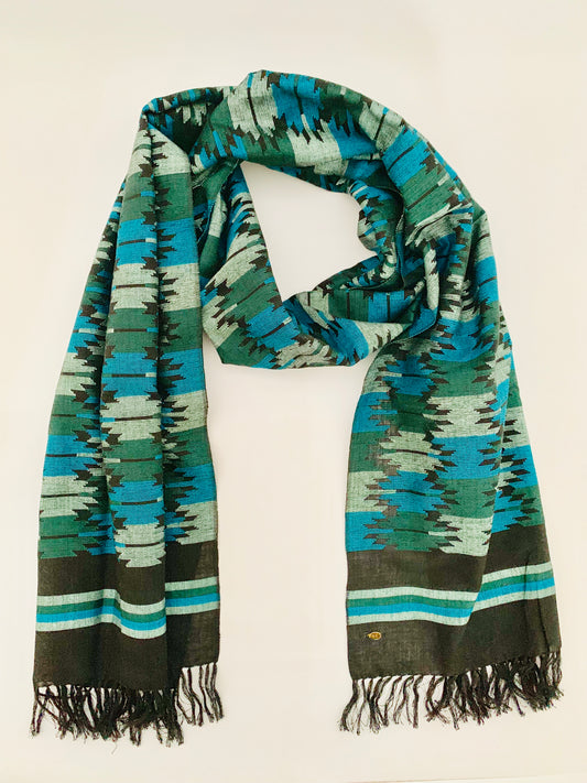 Handmade Personalised Initials Welf-Inlay Designed Cotton Scarf - Konmay London