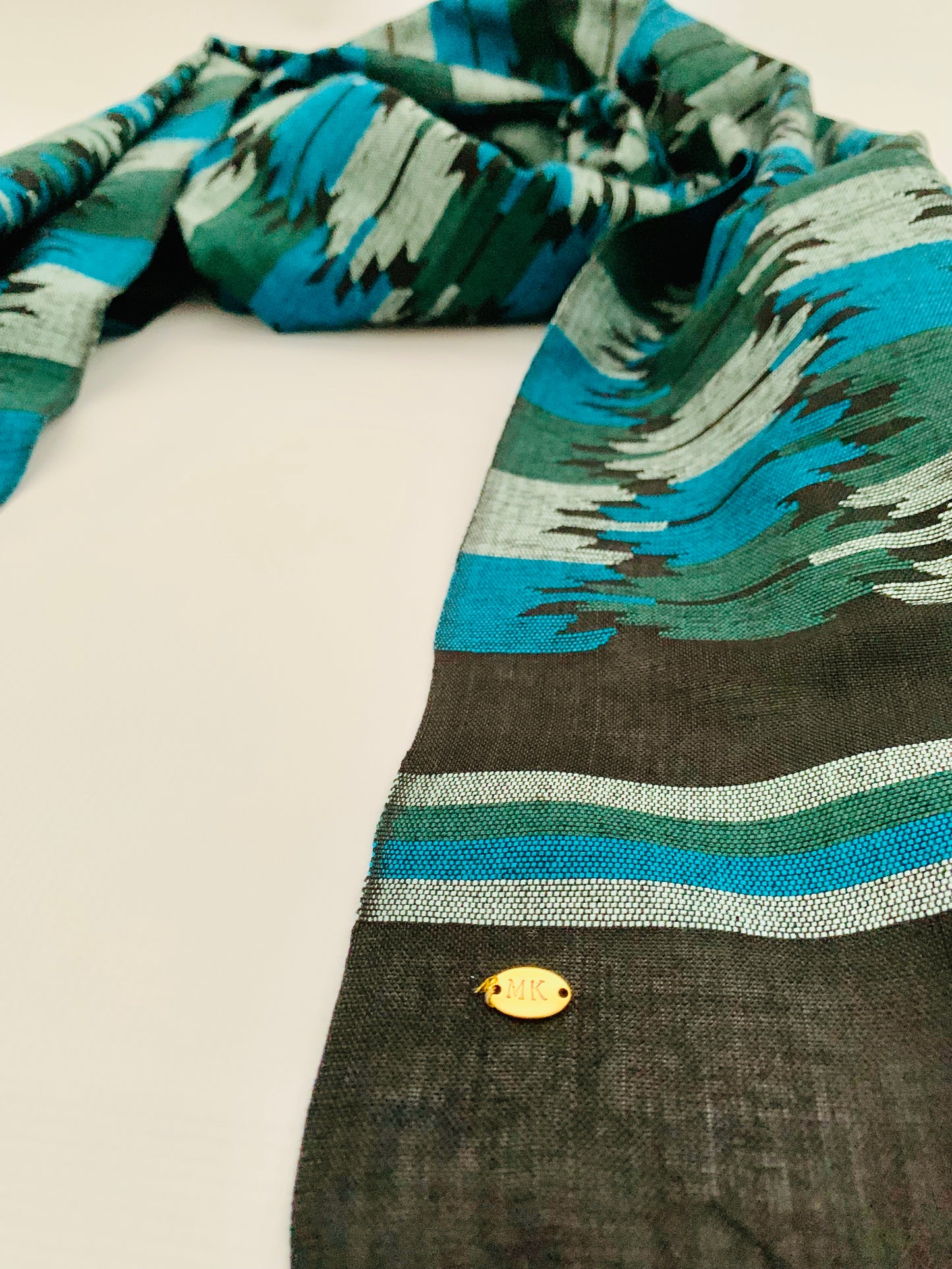 Handmade Personalised Initials Welf-Inlay Designed Cotton Scarf - Konmay London