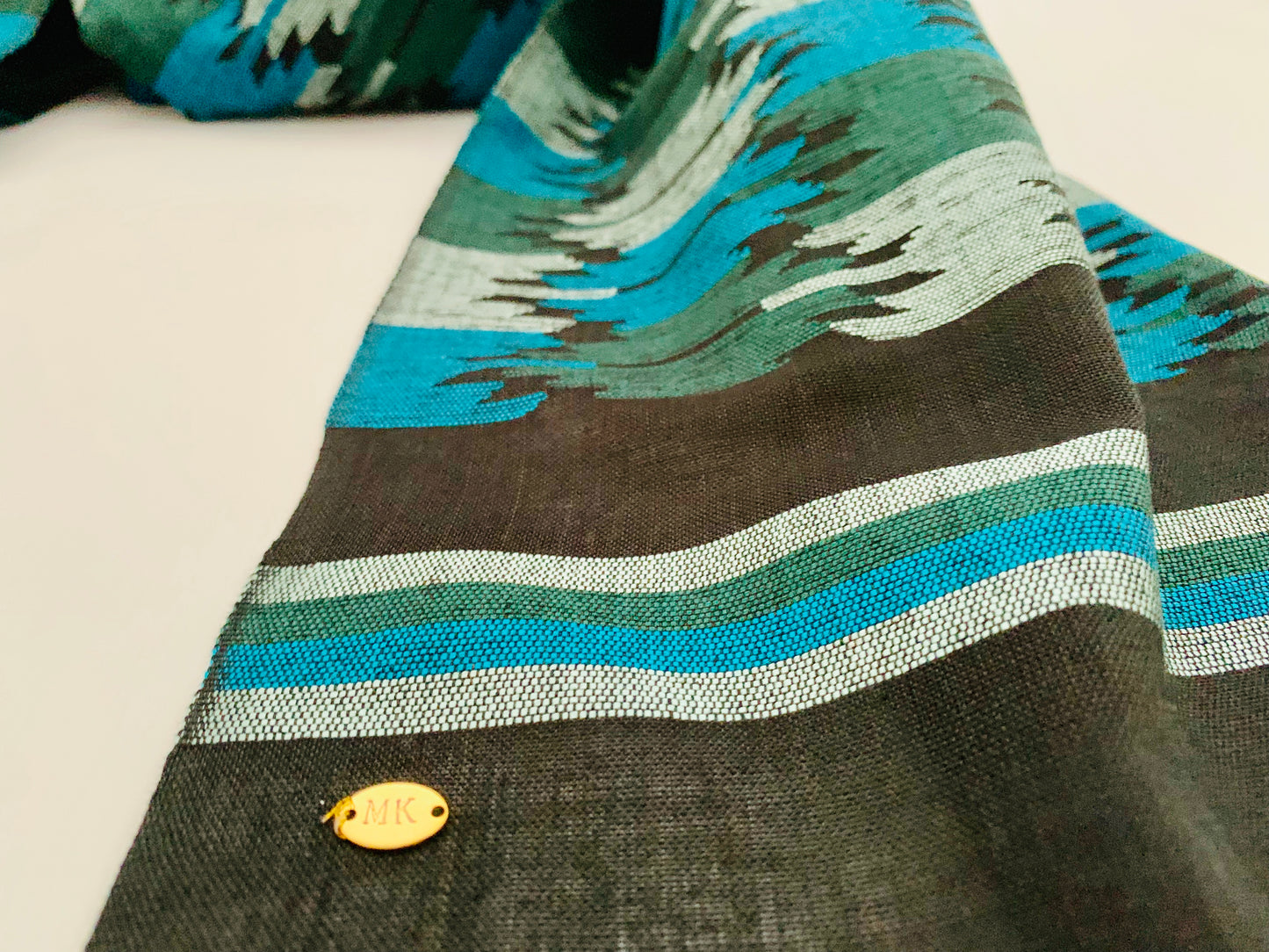 Handmade Personalised Initials Welf-Inlay Designed Cotton Scarf - Konmay London