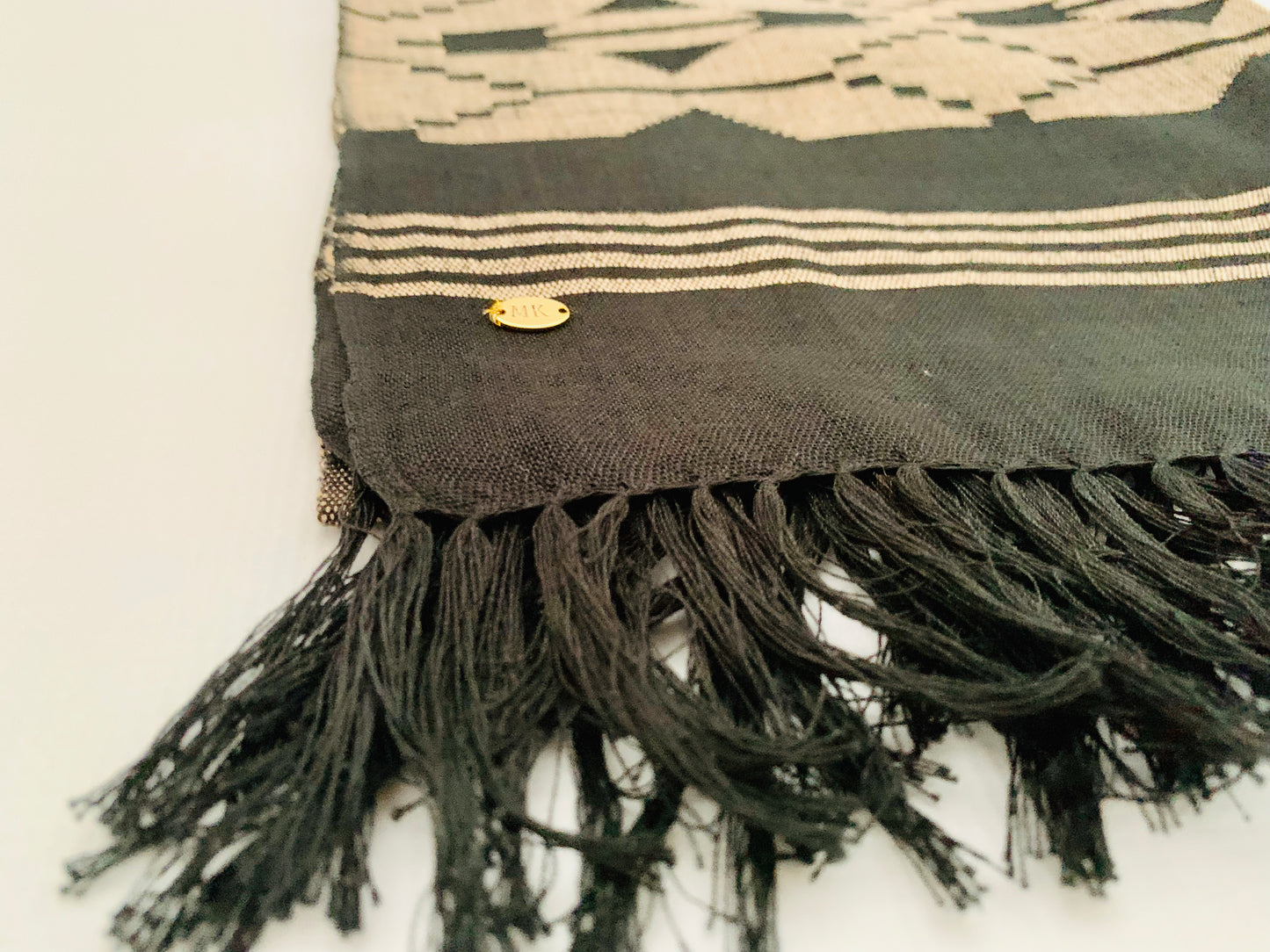 Handmade Personalised Initials Welf-Inlay Designed Cotton Scarf - Konmay London