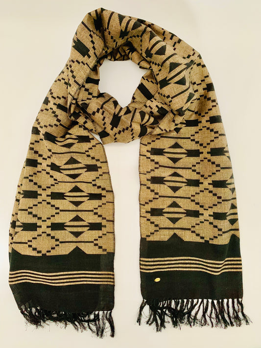 Handmade Personalised Initials Welf-Inlay Designed Cotton Scarf - Konmay London