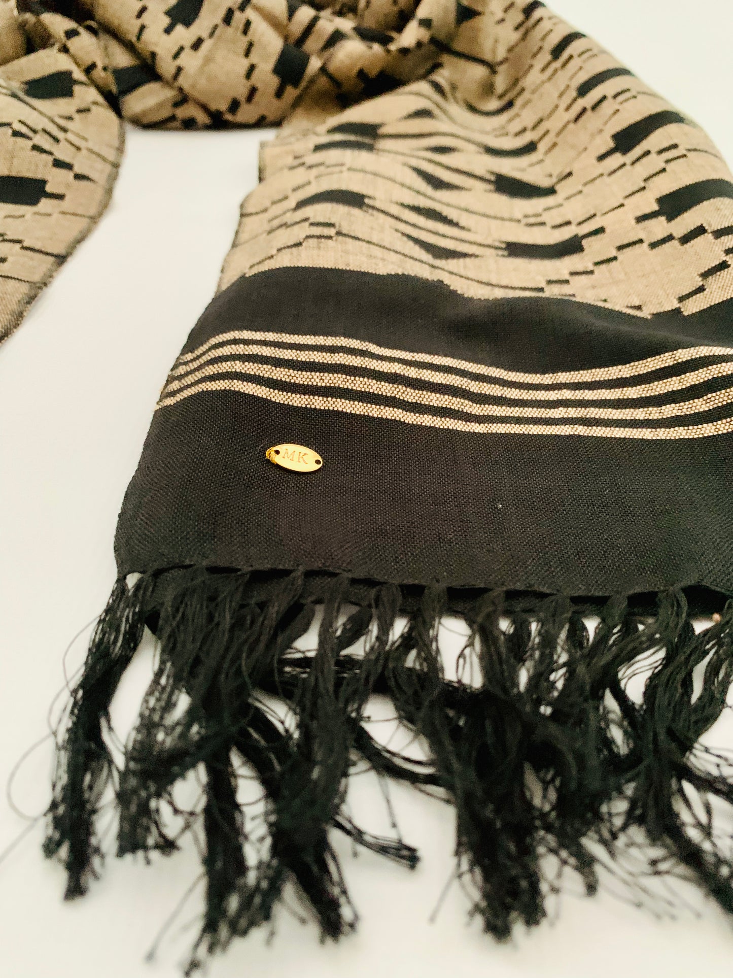 Handmade Personalised Initials Welf-Inlay Designed Cotton Scarf - Konmay London