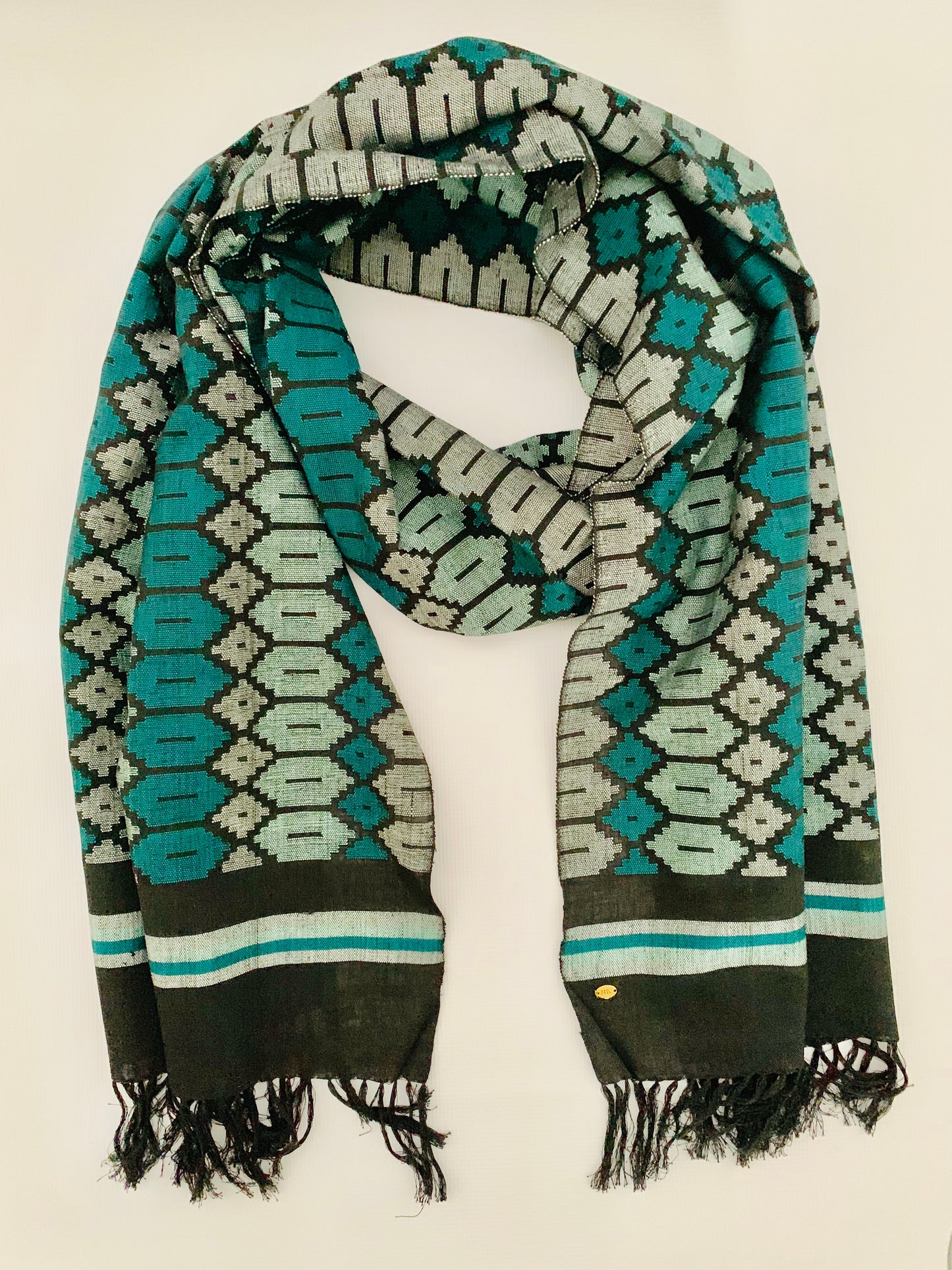 Handmade Personalised Initials Welf-Inlay Designed Cotton Scarf - Konmay London