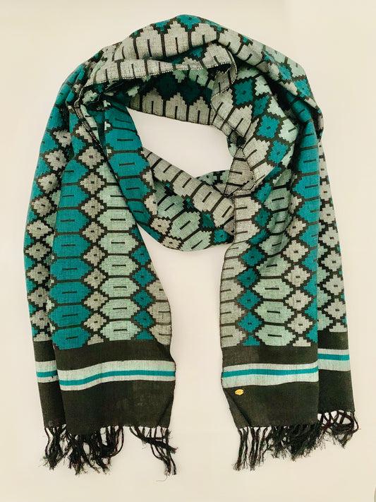 Handmade Personalised Initials Welf-Inlay Designed Cotton Scarf - Konmay London