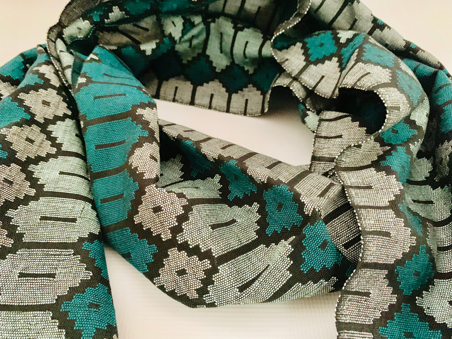 Handmade Personalised Initials Welf-Inlay Designed Cotton Scarf - Konmay London