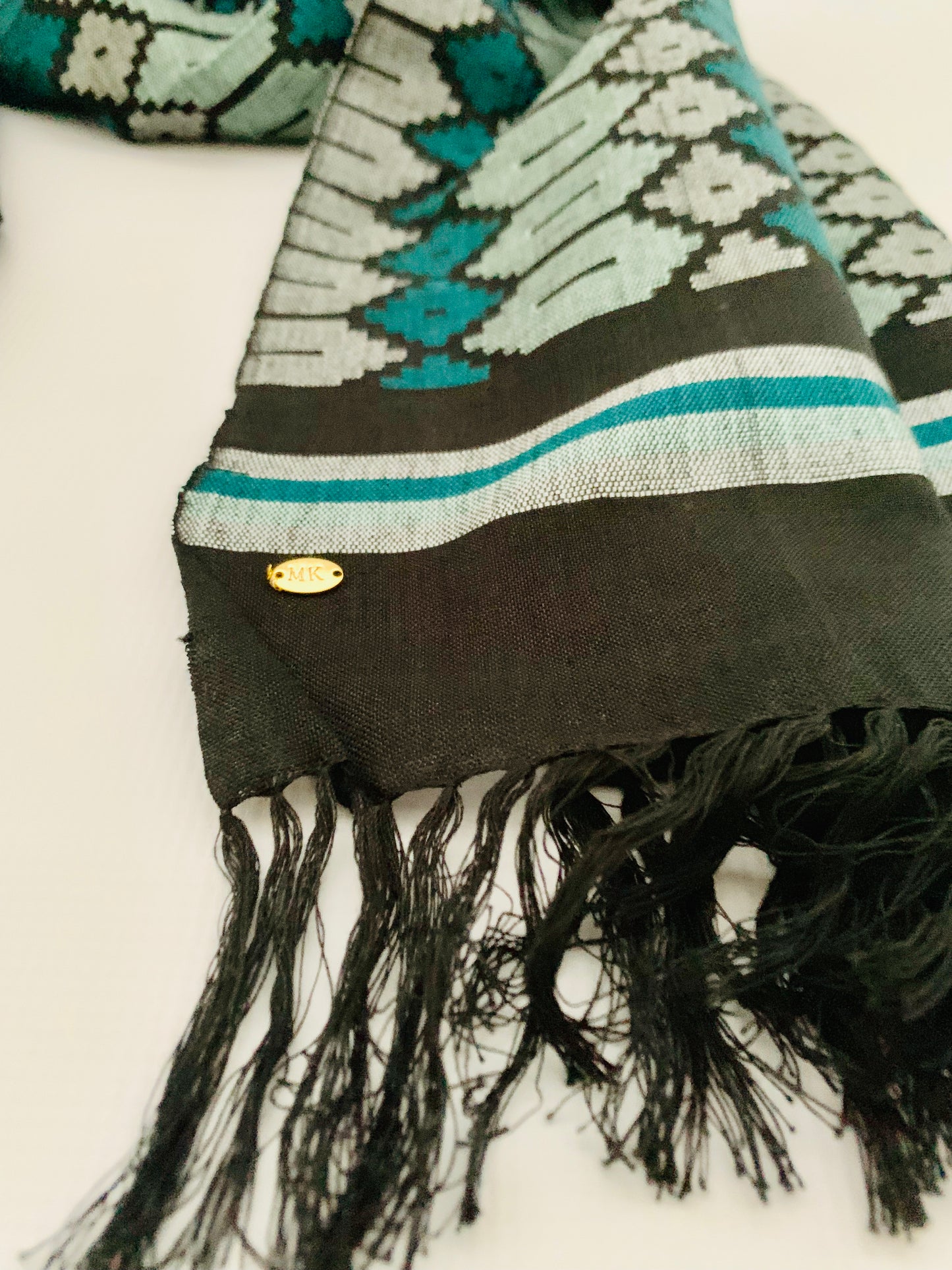 Handmade Personalised Initials Welf-Inlay Designed Cotton Scarf - Konmay London