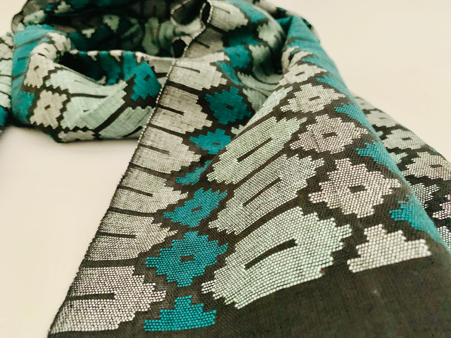 Handmade Personalised Initials Welf-Inlay Designed Cotton Scarf - Konmay London