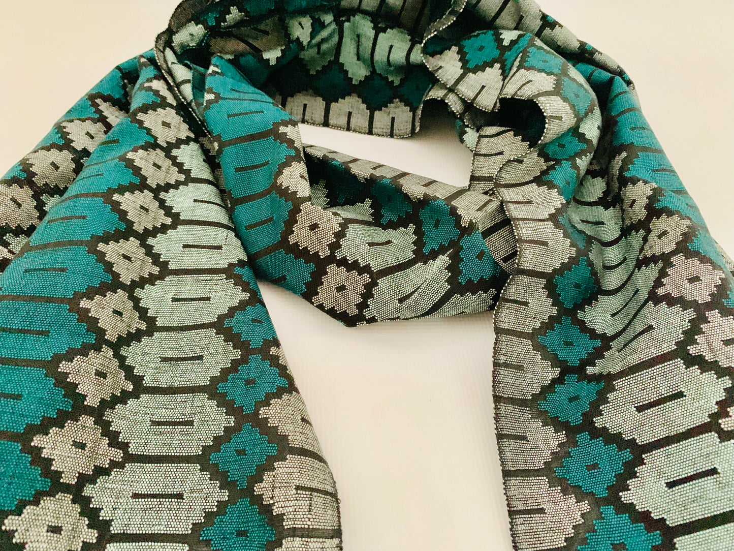 Handmade Personalised Initials Welf-Inlay Designed Cotton Scarf - Konmay London