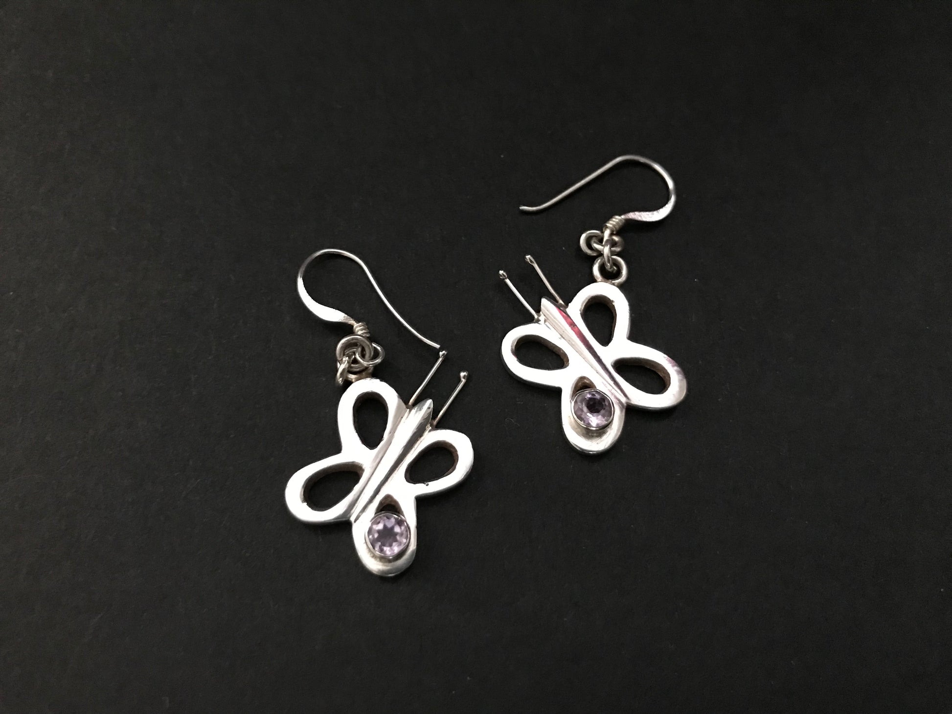 Handmade Butterfly Amethyst/ Citrine/ Garnet Silver Earrings - Konmay London