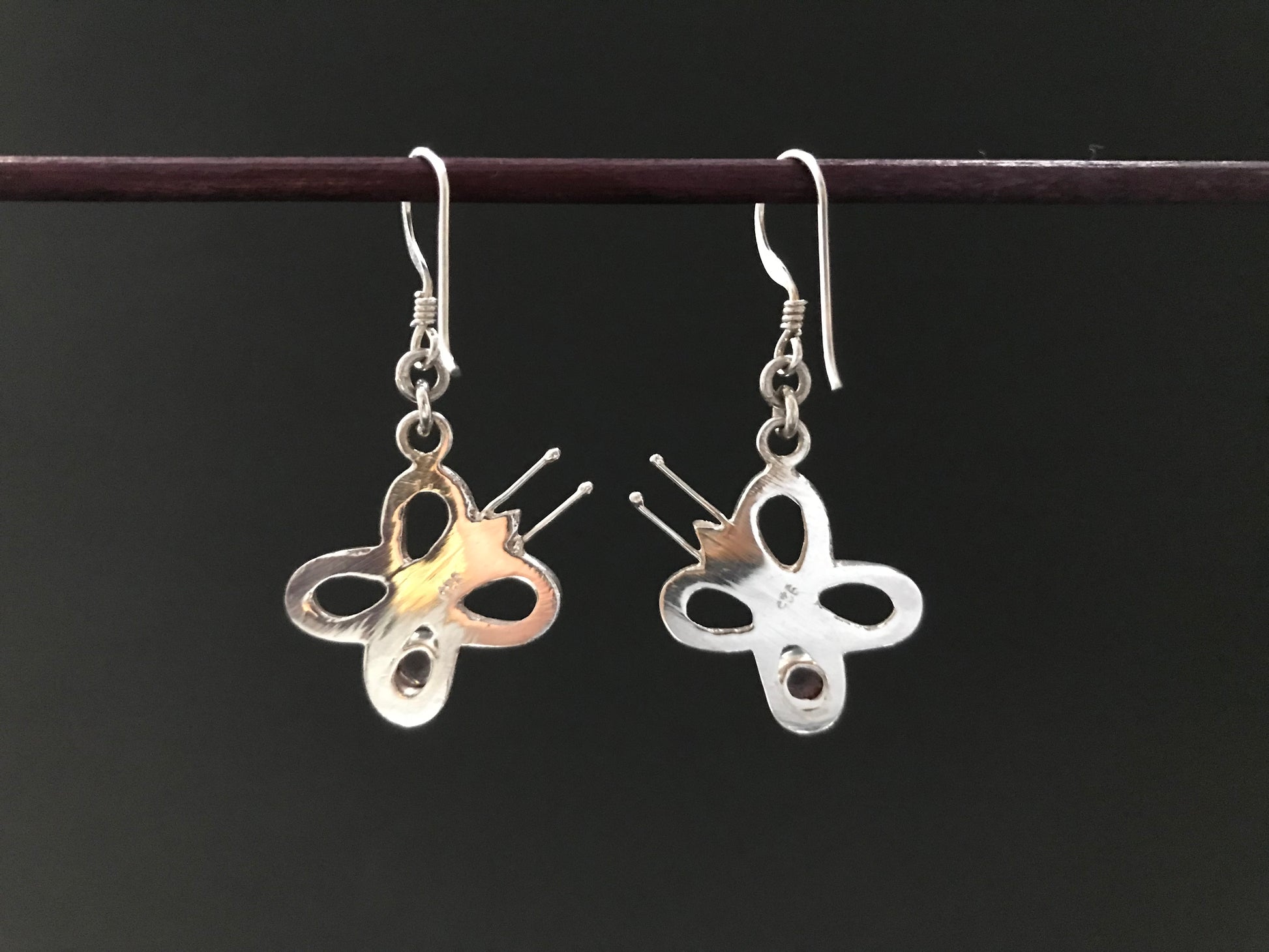Handmade Butterfly Amethyst/ Citrine/ Garnet Silver Earrings - Konmay London