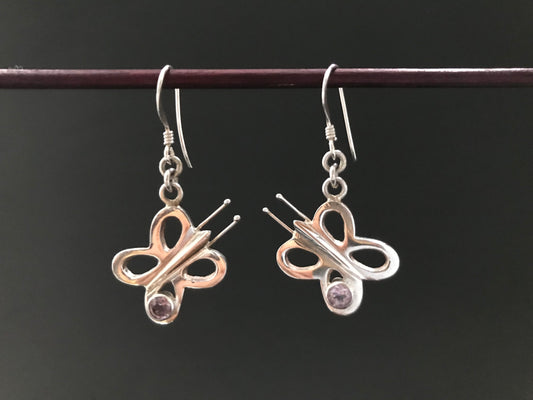 Handmade Butterfly Amethyst/ Citrine/ Garnet Silver Earrings - Konmay London