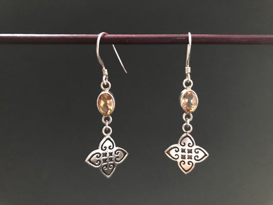 Handmade Close Net Design Amethyst Citrine Garnet Earrings - Konmay London